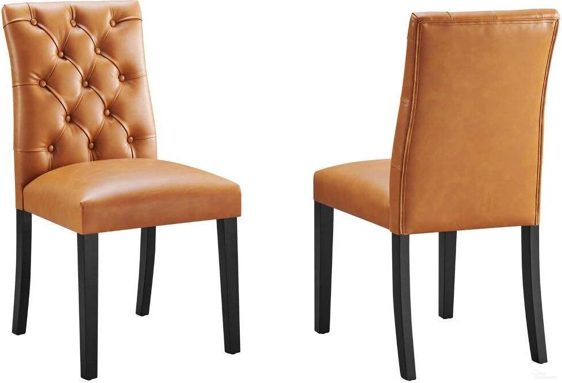 The appearance of Duchess Dining Chair Vinyl Set of 2 In Tan designed by Modway in the modern / contemporary interior design. This tan piece of furniture was selected by 1StopBedrooms from Duchess Collection to add a touch of cosiness and style into your home. Sku: EEI-3472-TAN. Material: Plywood. Chair Type: Side Chair.