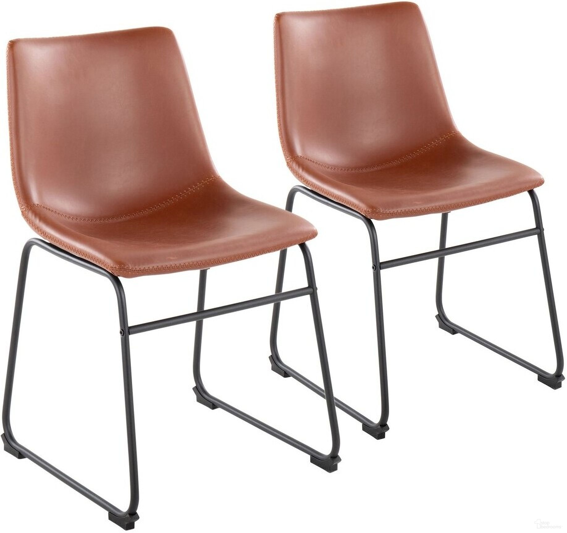 The appearance of Duke Side Chair Set of 2 In Cognac designed by Lumisource in the industrial interior design. This cognac piece of furniture  was selected by 1StopBedrooms from Duke Collection to add a touch of cosiness and style into your home. Sku: CH-DUKE BKCG2. Material: Leather. Chair Type: Side Chair.