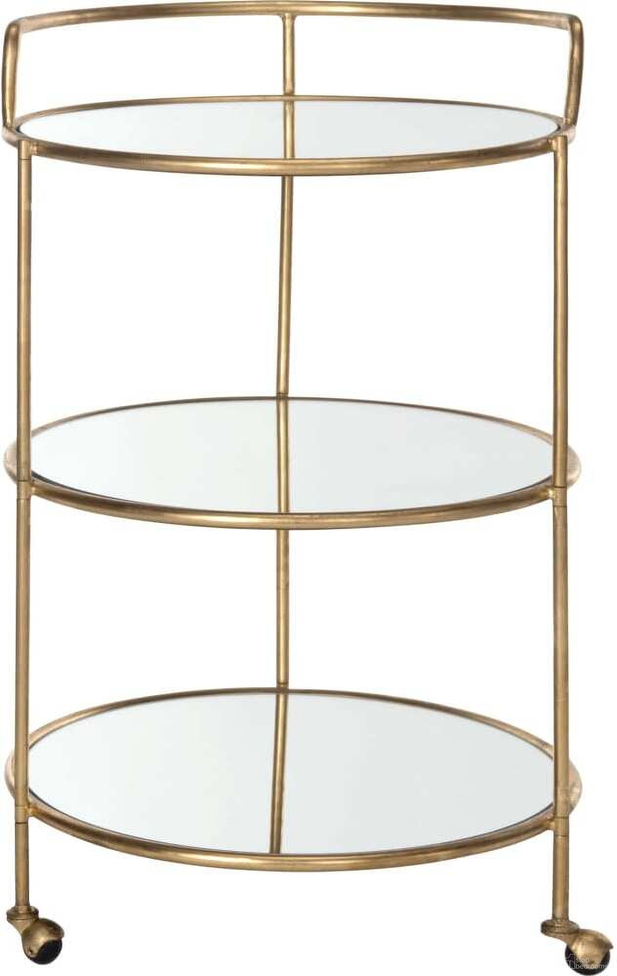 Dulcinea Gold and Mirror Top Bar Cart
