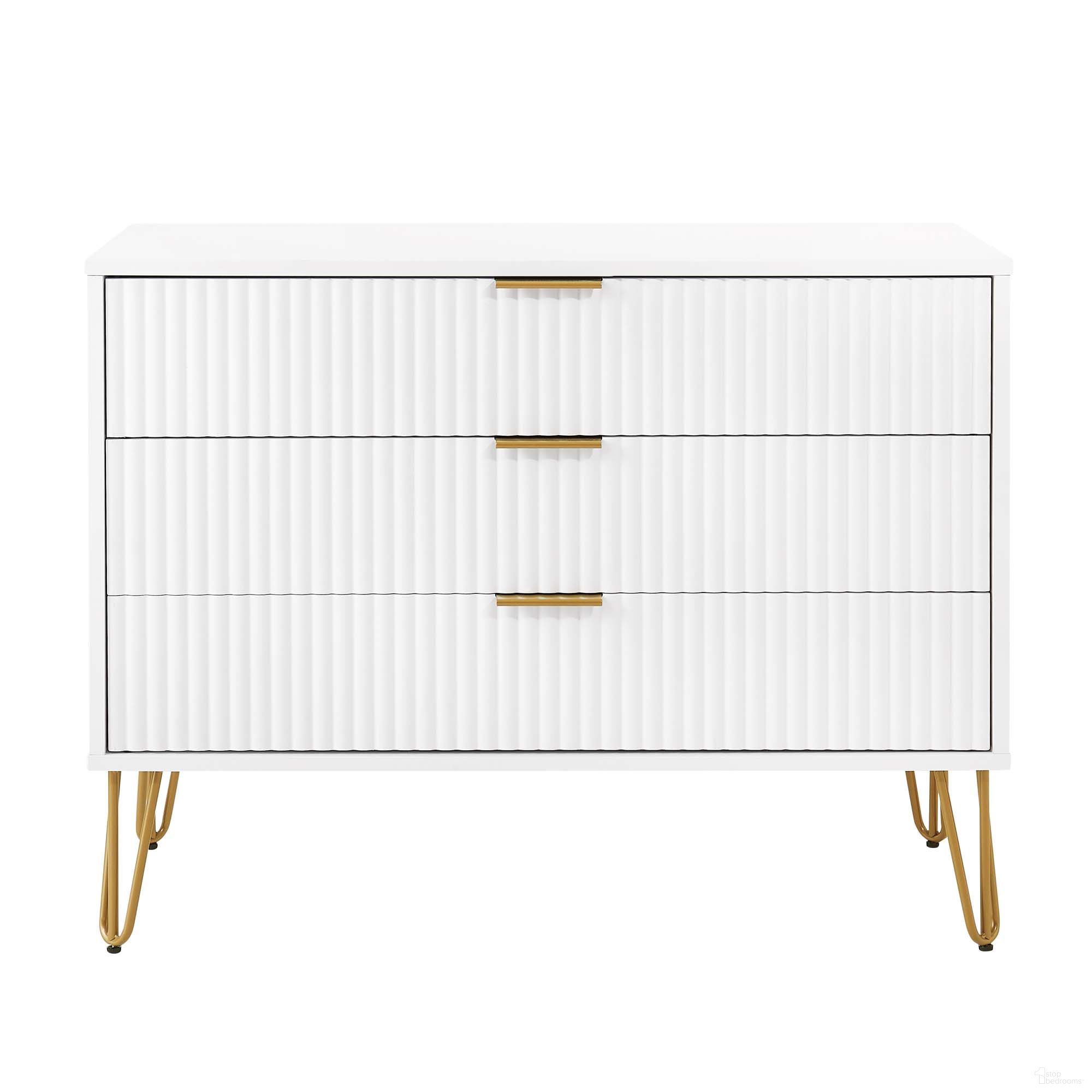 The appearance of Dumbo Dresser In White designed by Manhattan Comfort in the modern / contemporary interior design. This white piece of furniture  was selected by 1StopBedrooms from Dumbo Collection to add a touch of cosiness and style into your home. Sku: DR001-WH. Material: MDF.