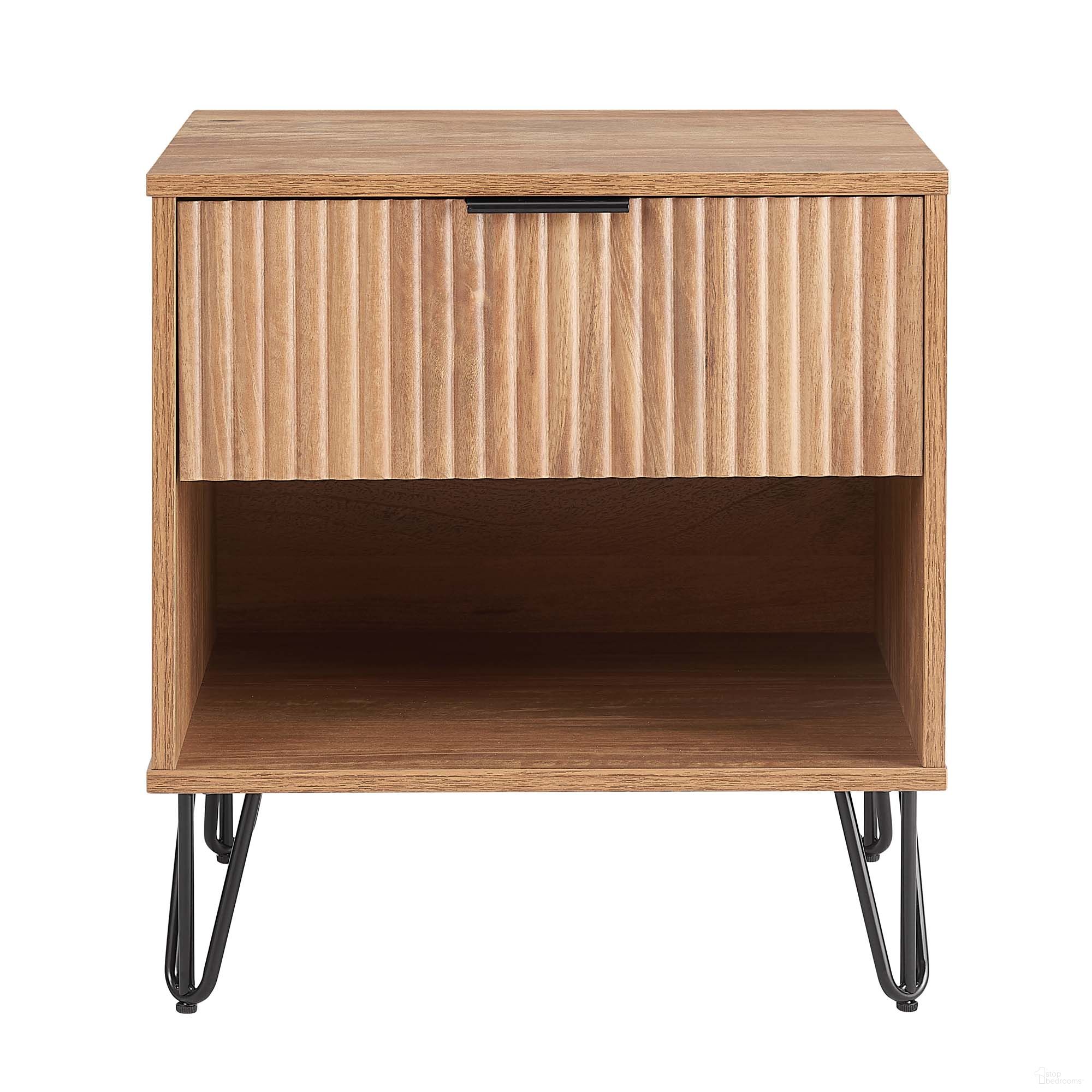 The appearance of Dumbo Nightstand with 1 Drawer In Golden Brown designed by Manhattan Comfort in the modern / contemporary interior design. This golden brown piece of furniture was selected by 1StopBedrooms from Dumbo Collection to add a touch of cosiness and style into your home. Sku: NS001-GB. Material: MDF.