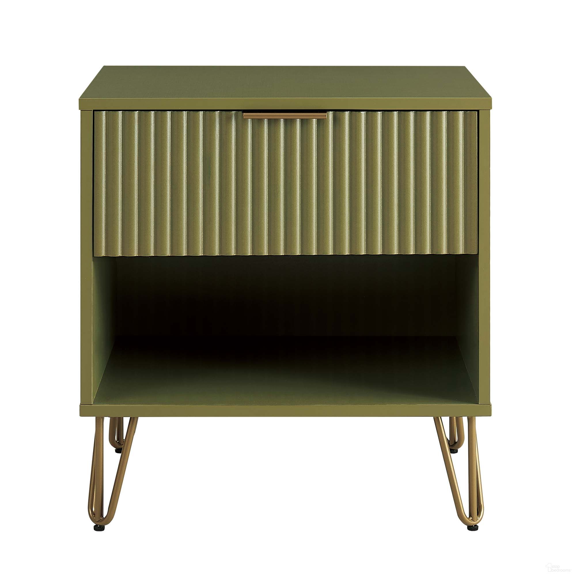Dumbo Nightstand with 1 Drawer In Olive Green