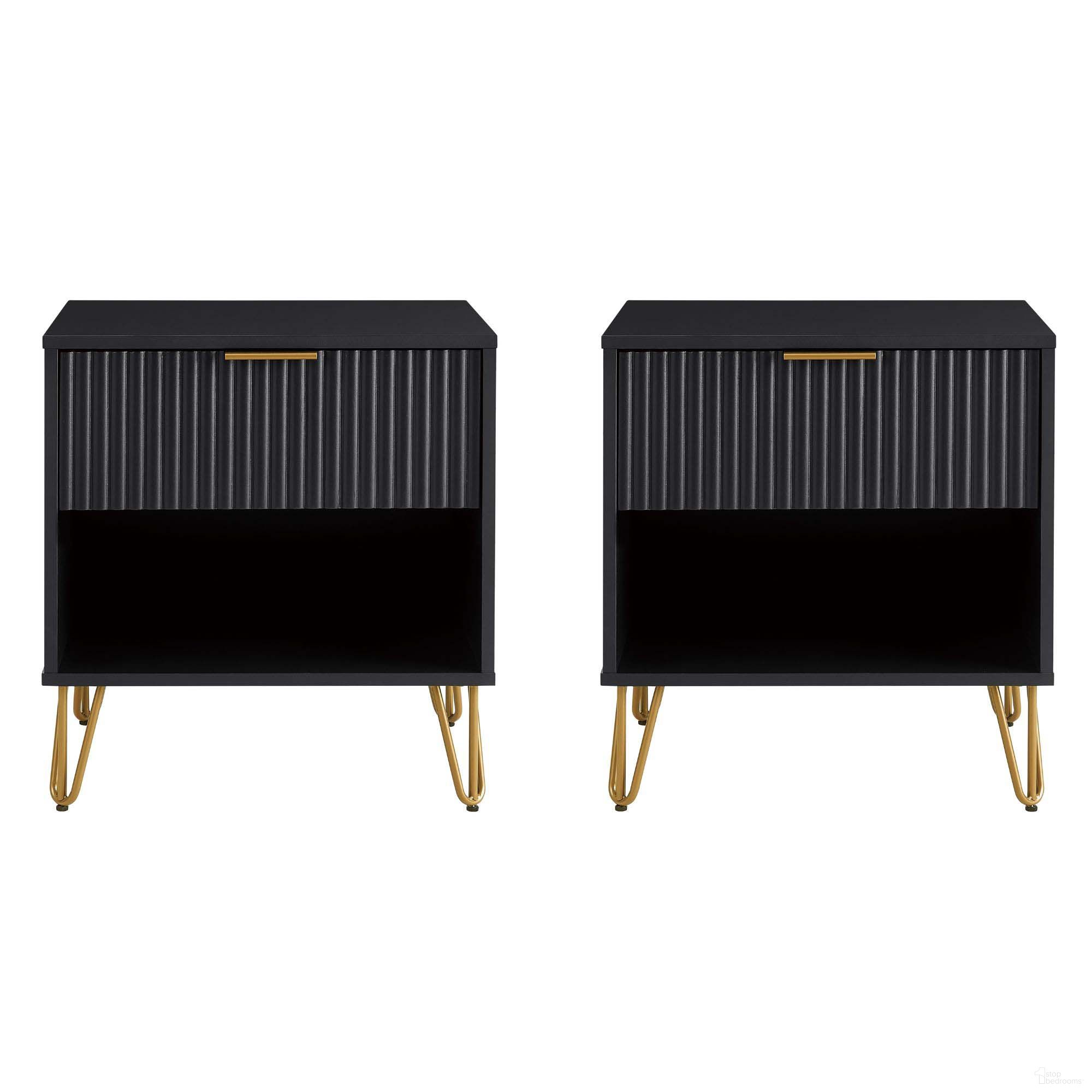 Dumbo Nightstand with 1 Drawer Set of 2 In Black
