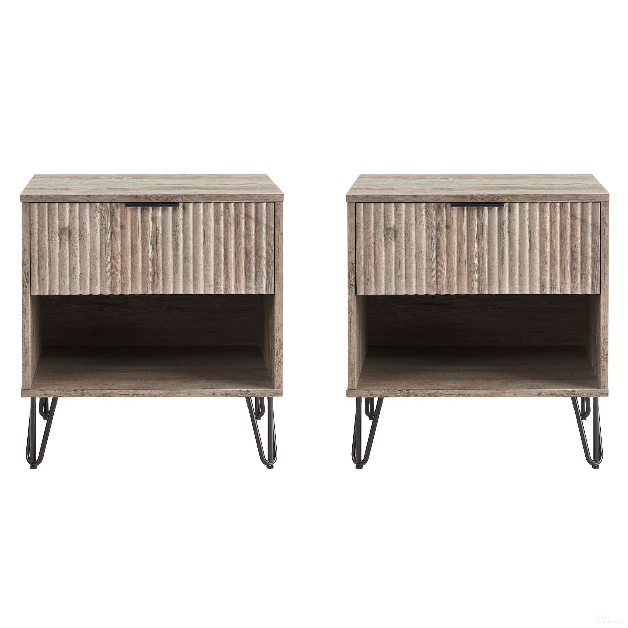 The appearance of Dumbo Nightstand with 1 Drawer Set of 2 In Rustic Grey designed by Manhattan Comfort in the modern / contemporary interior design. This rustic grey piece of furniture was selected by 1StopBedrooms from Dumbo Collection to add a touch of cosiness and style into your home. Sku: NS001-GY;NS001-GY. Material: MDF.