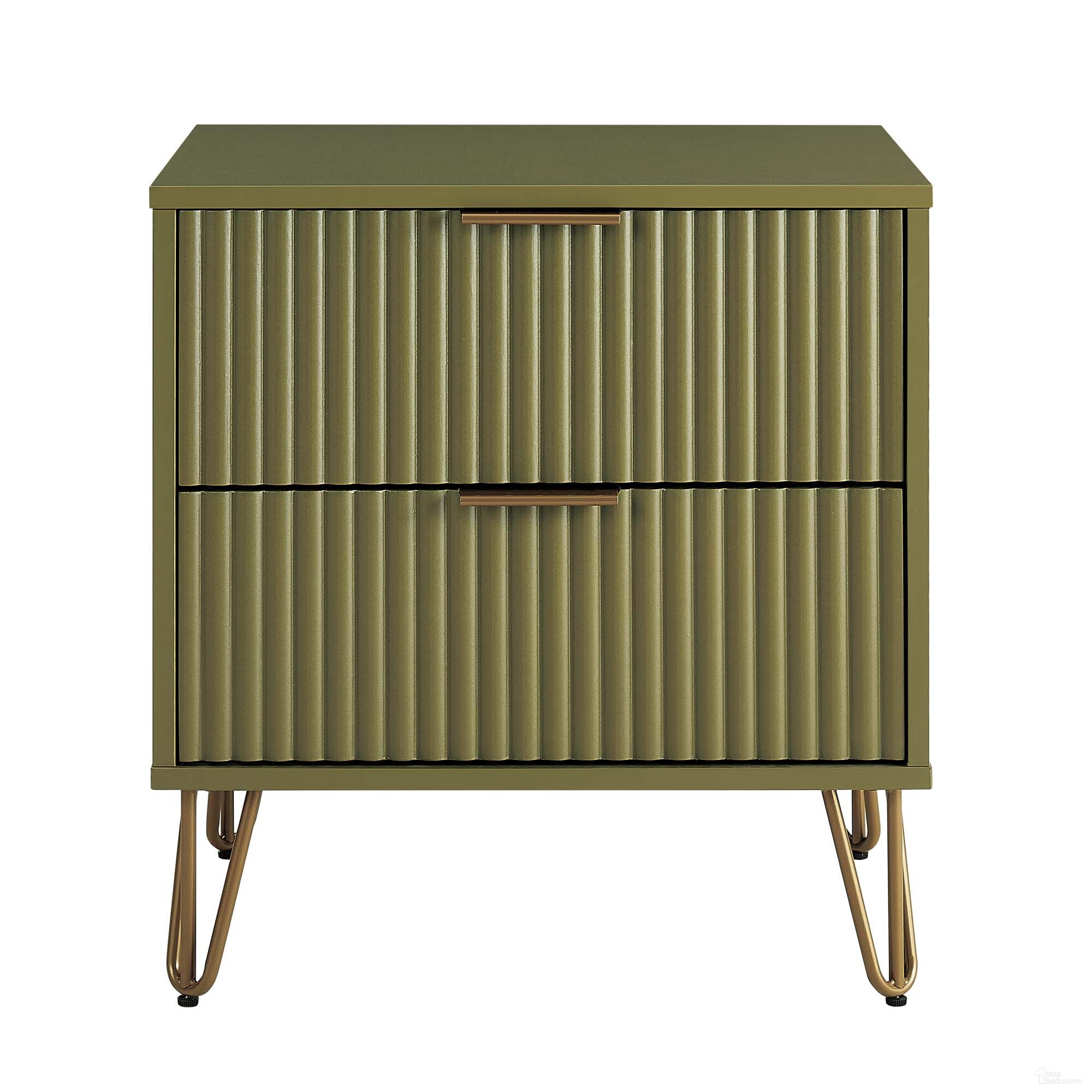Dumbo Nightstand with 2 Drawer In Olive Green