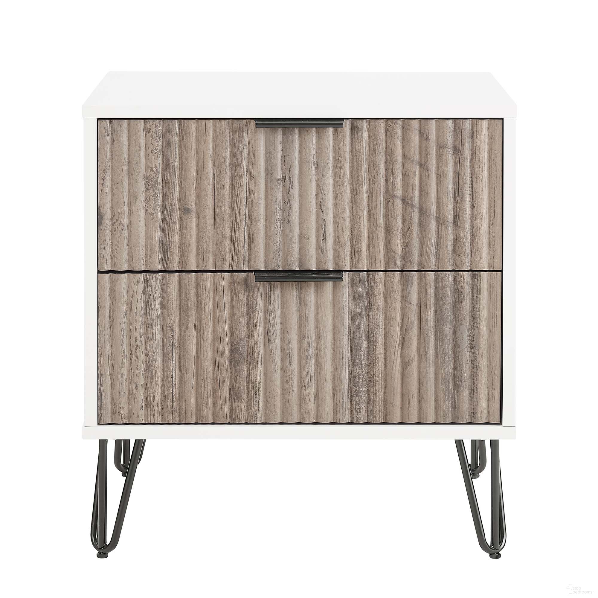 The appearance of Dumbo Nightstand with 2 Drawer In White and Rustic Grey designed by Manhattan Comfort in the modern / contemporary interior design. This white and grey piece of furniture was selected by 1StopBedrooms from Dumbo Collection to add a touch of cosiness and style into your home. Sku: NS002-WG. Material: MDF.