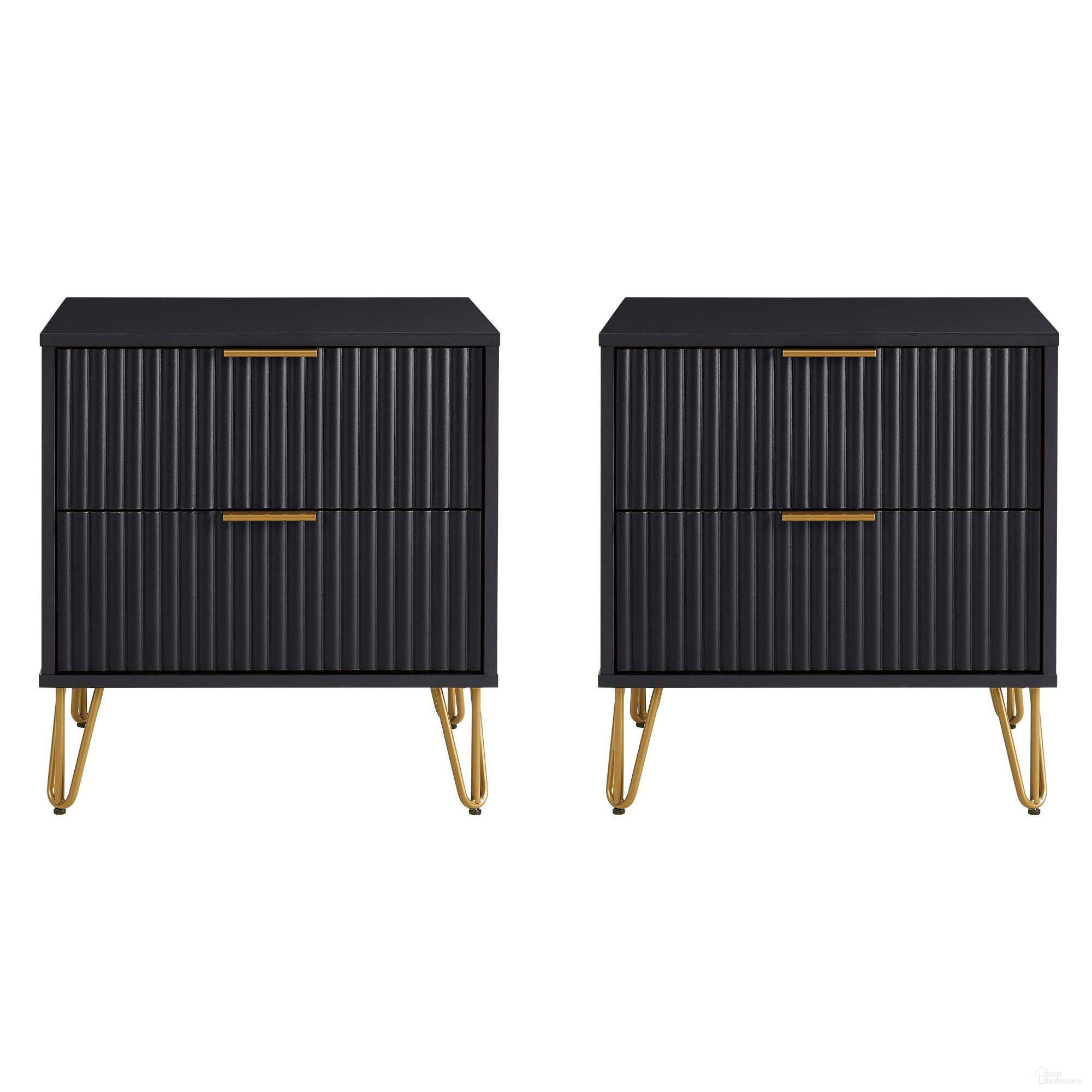 Dumbo Nightstand with 2 Drawer Set of 2 In Black