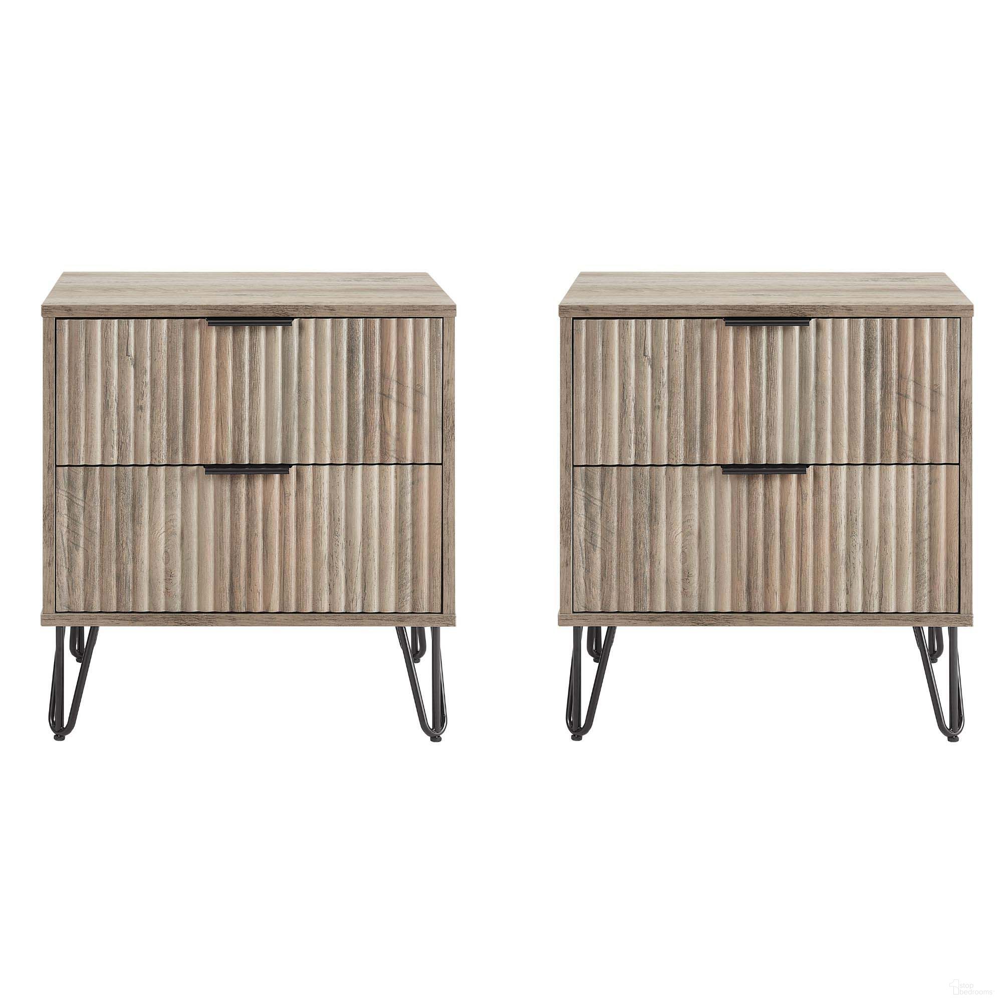 The appearance of Dumbo Nightstand with 2 Drawer Set of 2 In Rustic Grey designed by Manhattan Comfort in the modern / contemporary interior design. This rustic grey piece of furniture was selected by 1StopBedrooms from Dumbo Collection to add a touch of cosiness and style into your home. Sku: NS002-GY;NS002-GY. Material: MDF.