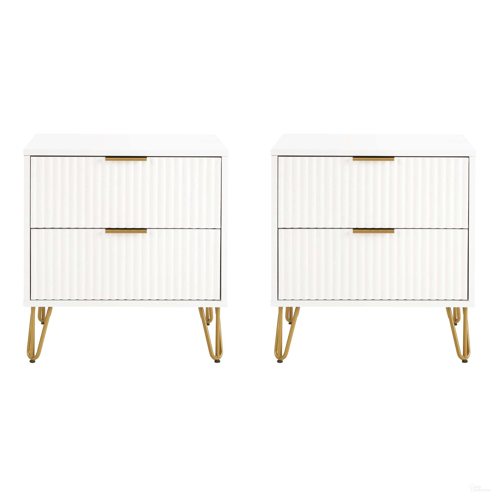 Dumbo Nightstand with 2 Drawer Set of 2 In White