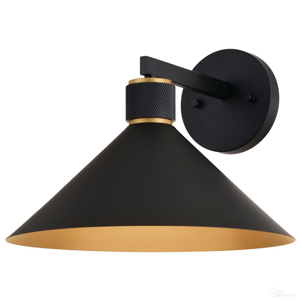 Dunbar 12 Inch Outdoor Wall Light In Matte Black and Gold
