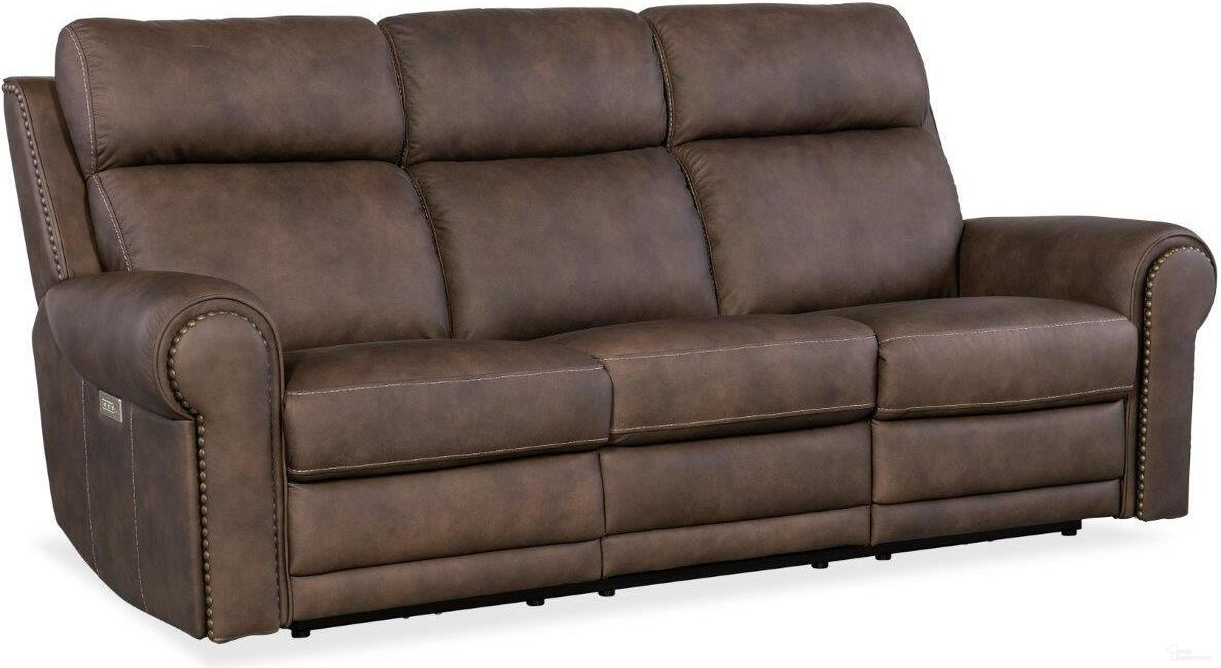 The appearance of Duncan Power Sofa with Power Headrest and Lumbar In Light Brown designed by Hooker in the traditional interior design. This dark brown piece of furniture was selected by 1StopBedrooms from SS Collection to add a touch of cosiness and style into your home. Sku: SS635-PHZL3-088. Material: Leather.