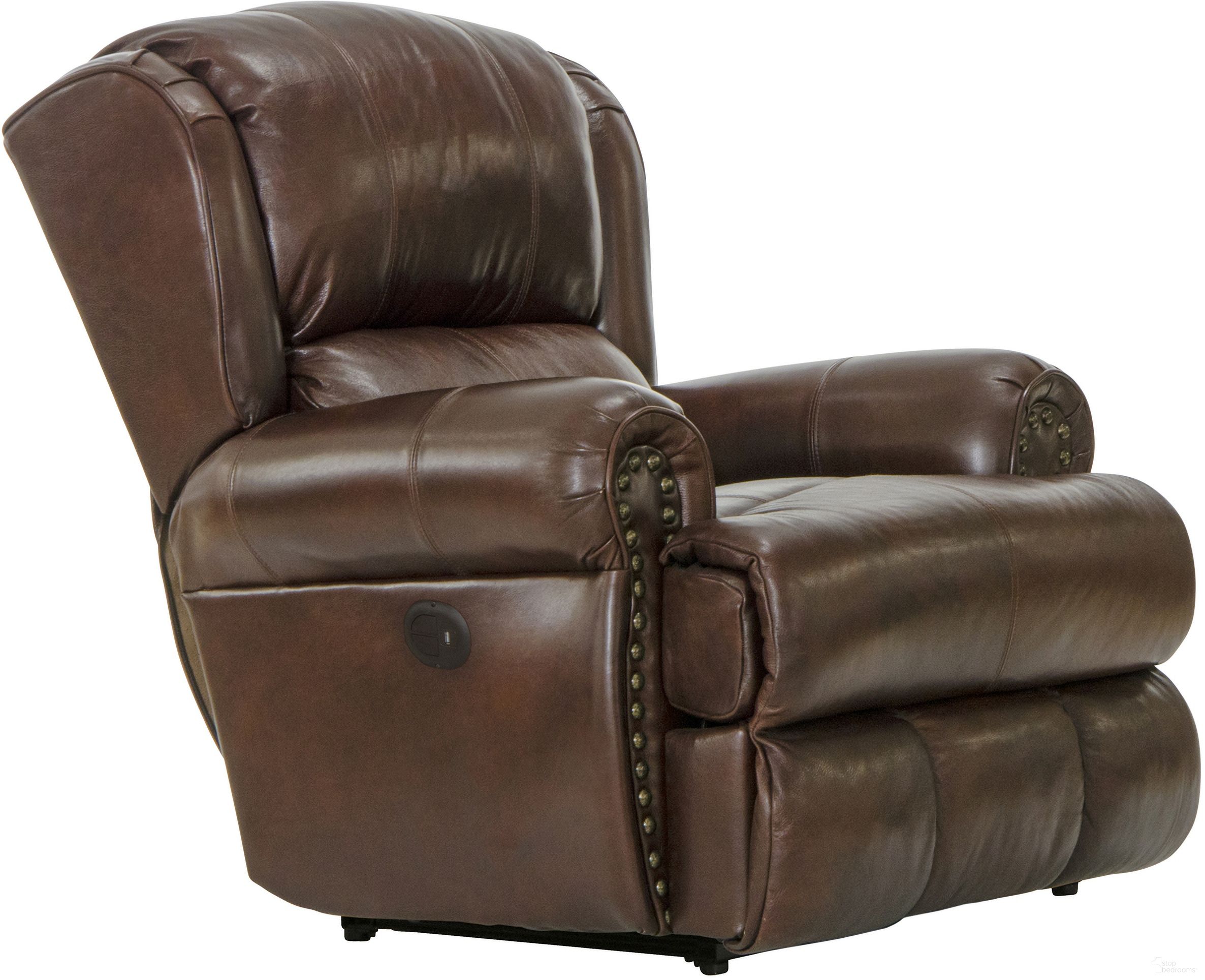 The appearance of Duncan Walnut Power Deluxe Lay Flat Recliner designed by Catnapper in the modern / contemporary interior design. This brown piece of furniture was selected by 1StopBedrooms from Duncan Collection to add a touch of cosiness and style into your home. Sku: 647637128319308319. Material: Leather.