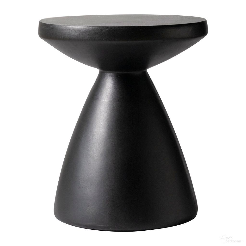 The appearance of Dune Fiberglass Outdoor Side Table In Black designed by LeisureMod in the modern / contemporary interior design. This black piece of furniture  was selected by 1StopBedrooms from Dune Collection to add a touch of cosiness and style into your home. Sku: DST17BL. Table Top Shape: Round. Material: Stone.