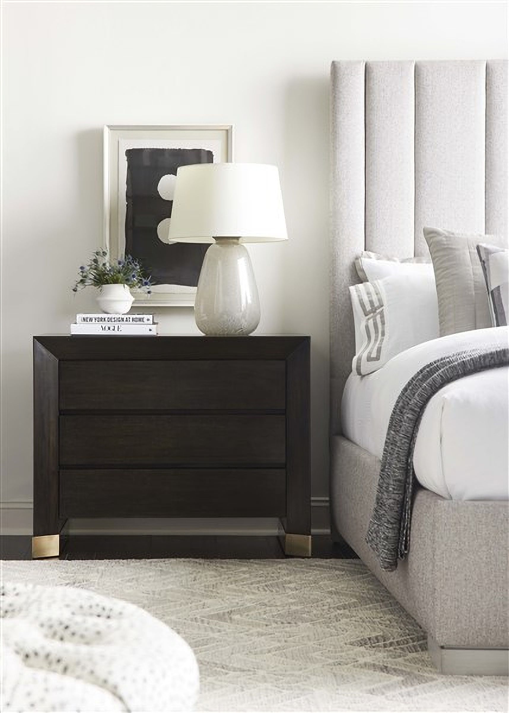 The appearance of Dune Nightstand In Brown designed by Vanguard Furniture in the modern / contemporary interior design. This brown piece of furniture was selected by 1StopBedrooms from Dune Collection to add a touch of cosiness and style into your home. Sku: P801L-UH. Material: Wood Veneer.