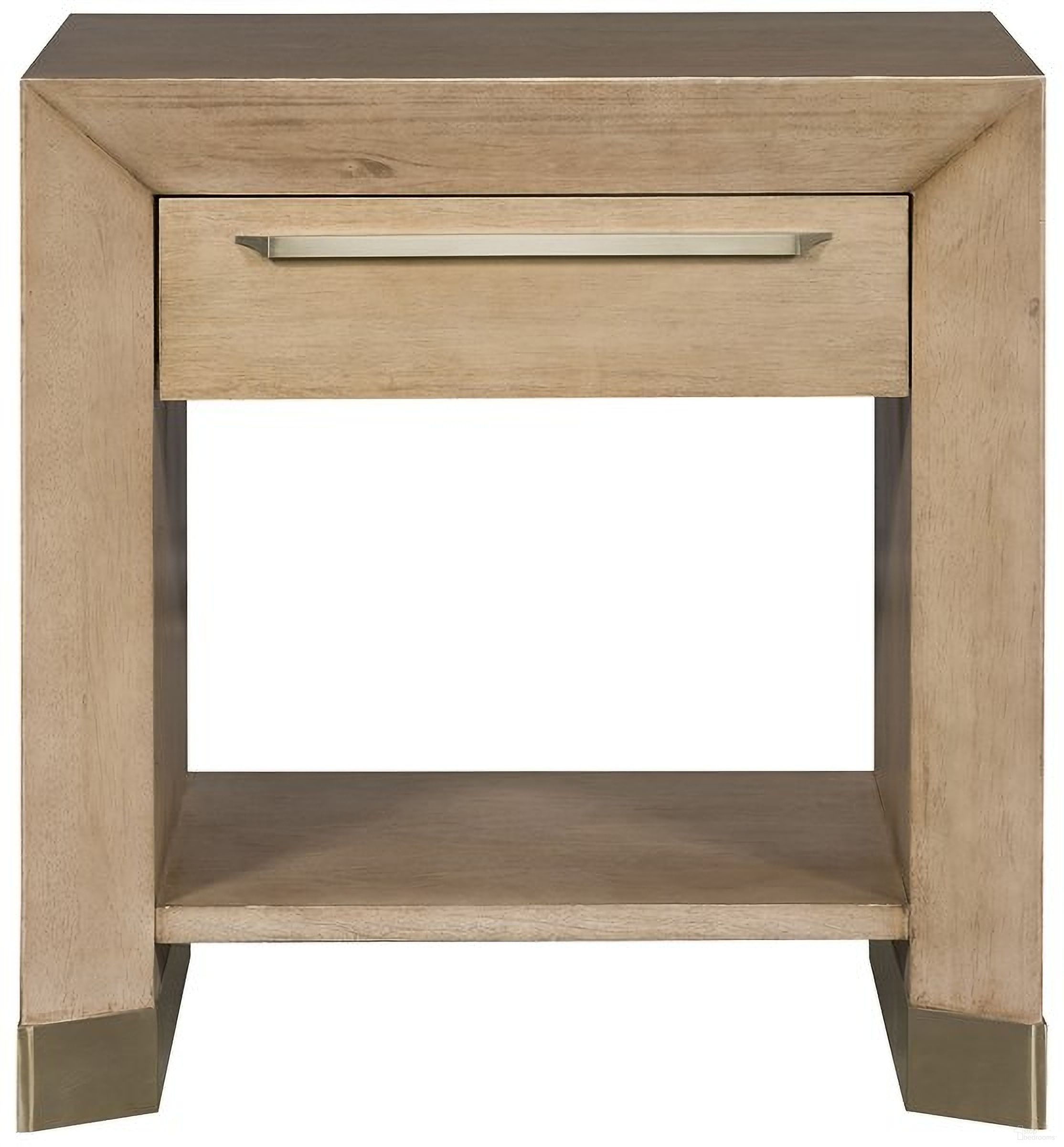 The appearance of Dune Nightstand with White Bronze Hardware In Walnut designed by Vanguard Furniture in the transitional interior design. This walnut piece of furniture was selected by 1StopBedrooms from Dune Collection to add a touch of cosiness and style into your home. Sku: P806E-UD. Material: Wood Veneer.