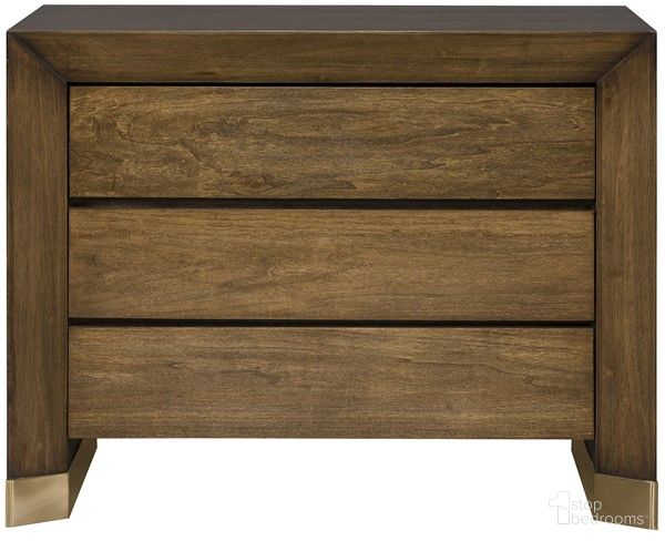 The appearance of Dune Rectangular Nightstand In Brown designed by Vanguard Furniture in the transitional interior design. This brown piece of furniture was selected by 1StopBedrooms from Dune Collection to add a touch of cosiness and style into your home. Sku: P801L-UV. Material: Wood Veneer.