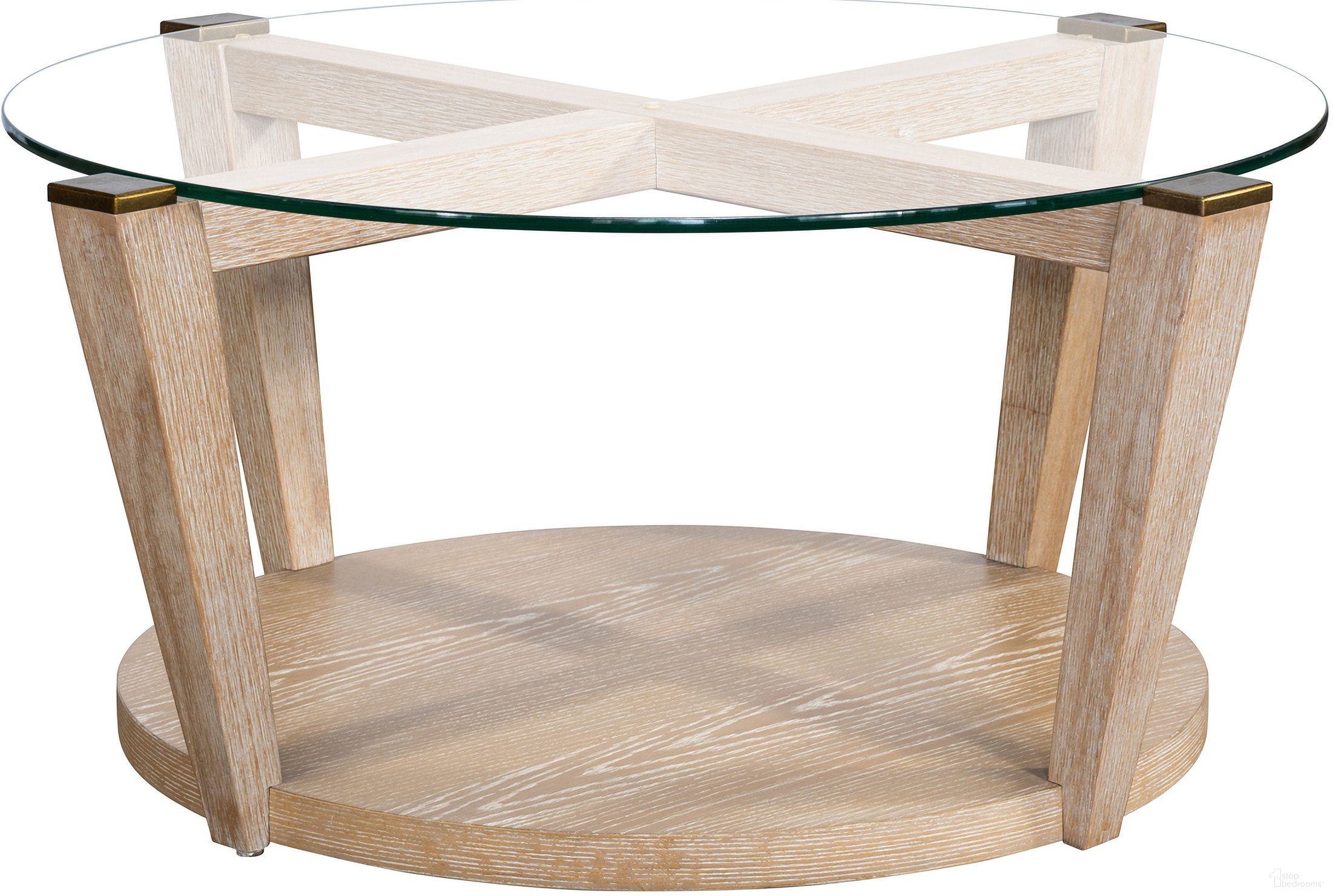 Dunes Round Cocktail Table In Bleached Oak