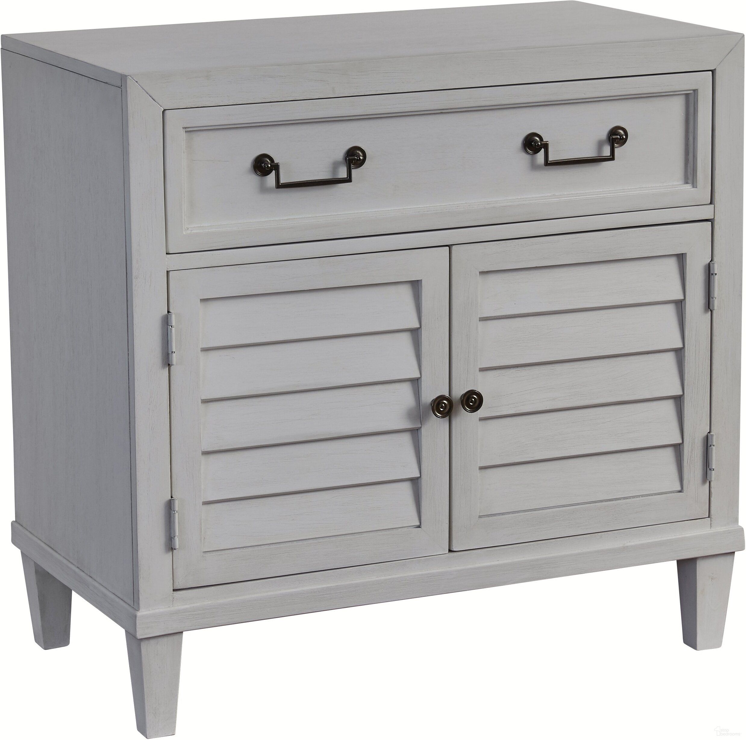 The appearance of Dunescape 2 Door Nightstand In White designed by American Woodcrafters in the transitional interior design. This white piece of furniture  was selected by 1StopBedrooms from Dunescape Collection to add a touch of cosiness and style into your home. Sku: 1210-412. Material: Mahogany.