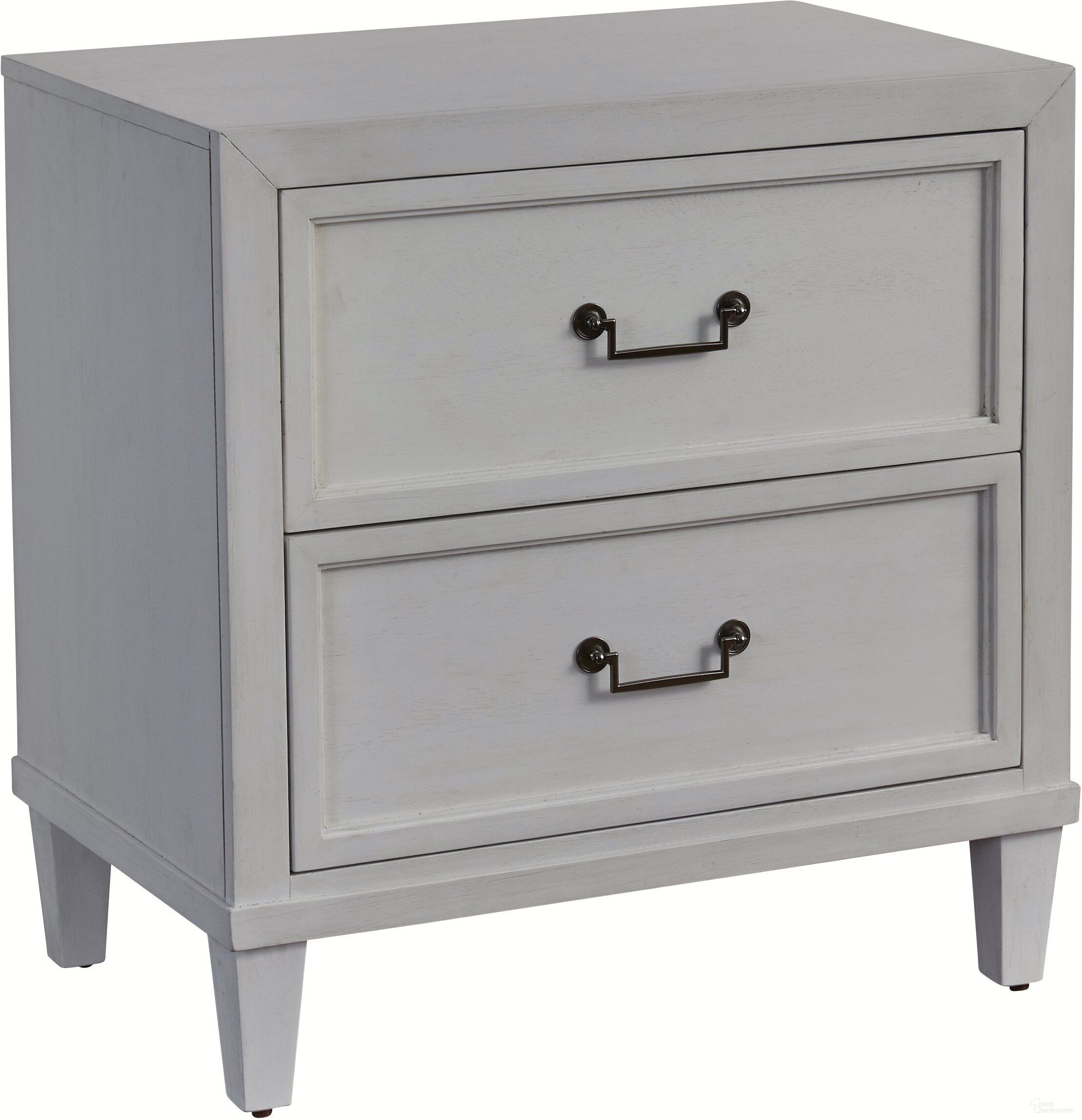 The appearance of Dunescape 2 Drawer Nightstand In White designed by American Woodcrafters in the transitional interior design. This white piece of furniture  was selected by 1StopBedrooms from Dunescape Collection to add a touch of cosiness and style into your home. Sku: 1210-420. Material: Mahogany.