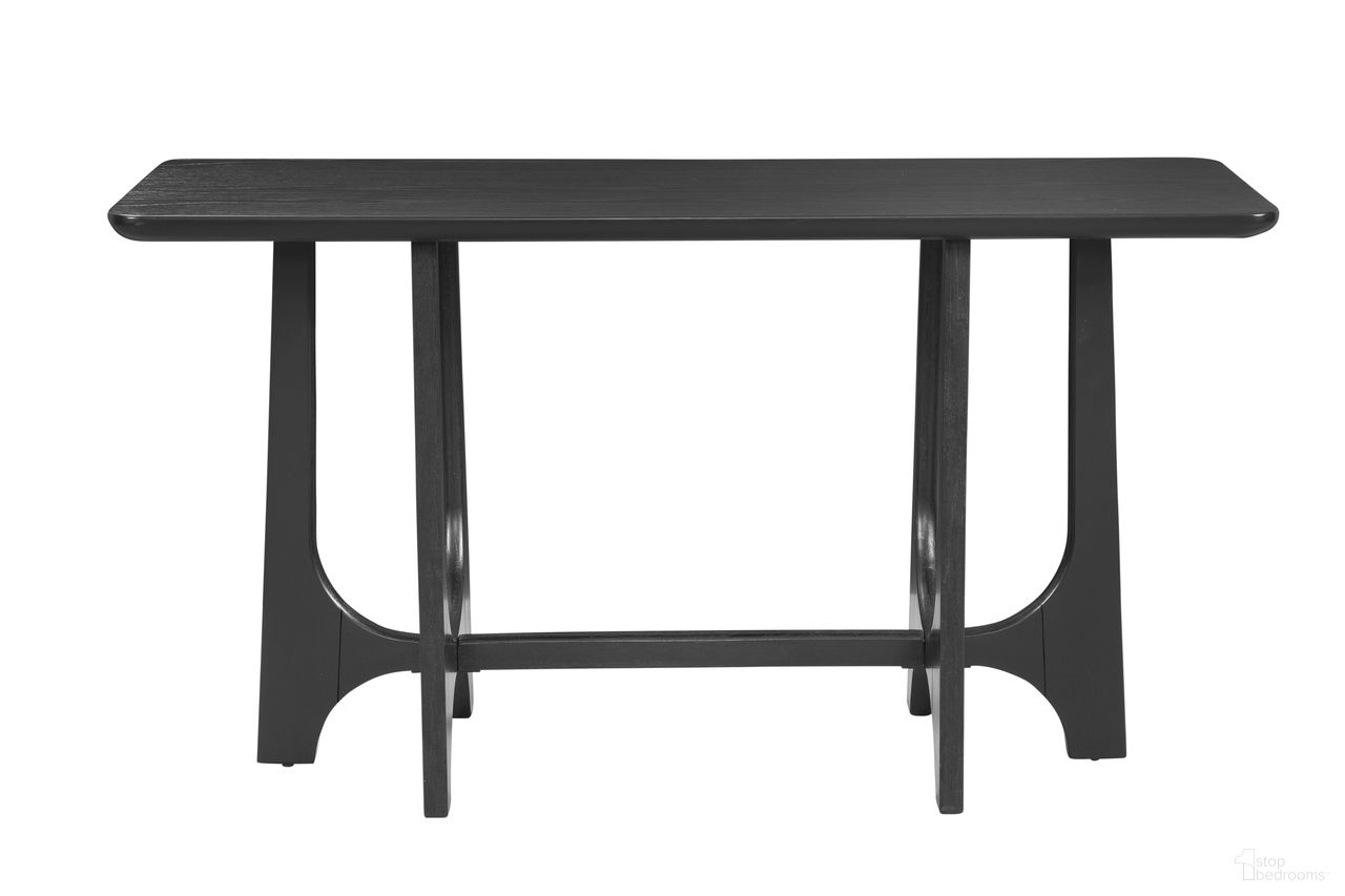 The appearance of Dunnigan Rectangle Console In Matte Black designed by Bassett Mirror Company in the modern / contemporary interior design. This matte black piece of furniture  was selected by 1StopBedrooms from Dunnigan Collection to add a touch of cosiness and style into your home. Sku: 7049-LR-401. Material: Rubberwood.