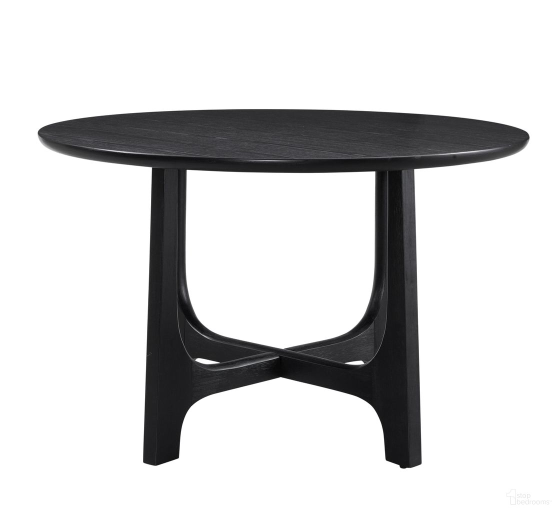 The appearance of Dunnigan Round Dining Table In Matte Black designed by Bassett Mirror Company in the modern / contemporary interior design. This matte black piece of furniture  was selected by 1StopBedrooms from Dunnigan Collection to add a touch of cosiness and style into your home. Sku: 7049-DR-700. Table Base Style: Pedestal. Table Top Shape: Round. Material: Wood. Size: 48".