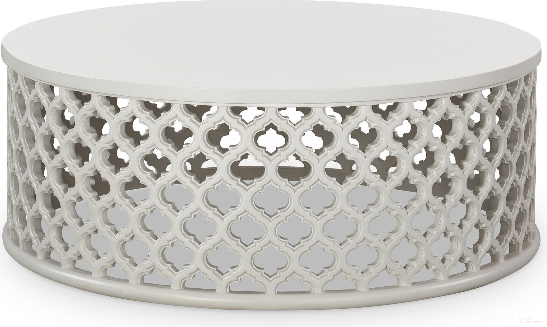 The appearance of Dupre Outdoor Round Cocktail Table In White designed by Century Furniture in the modern / contemporary interior design. This white piece of furniture  was selected by 1StopBedrooms from Outdoor Complements Collection to add a touch of cosiness and style into your home. Sku: D89-3115. Table Top Shape: Round. Material: Concrete.