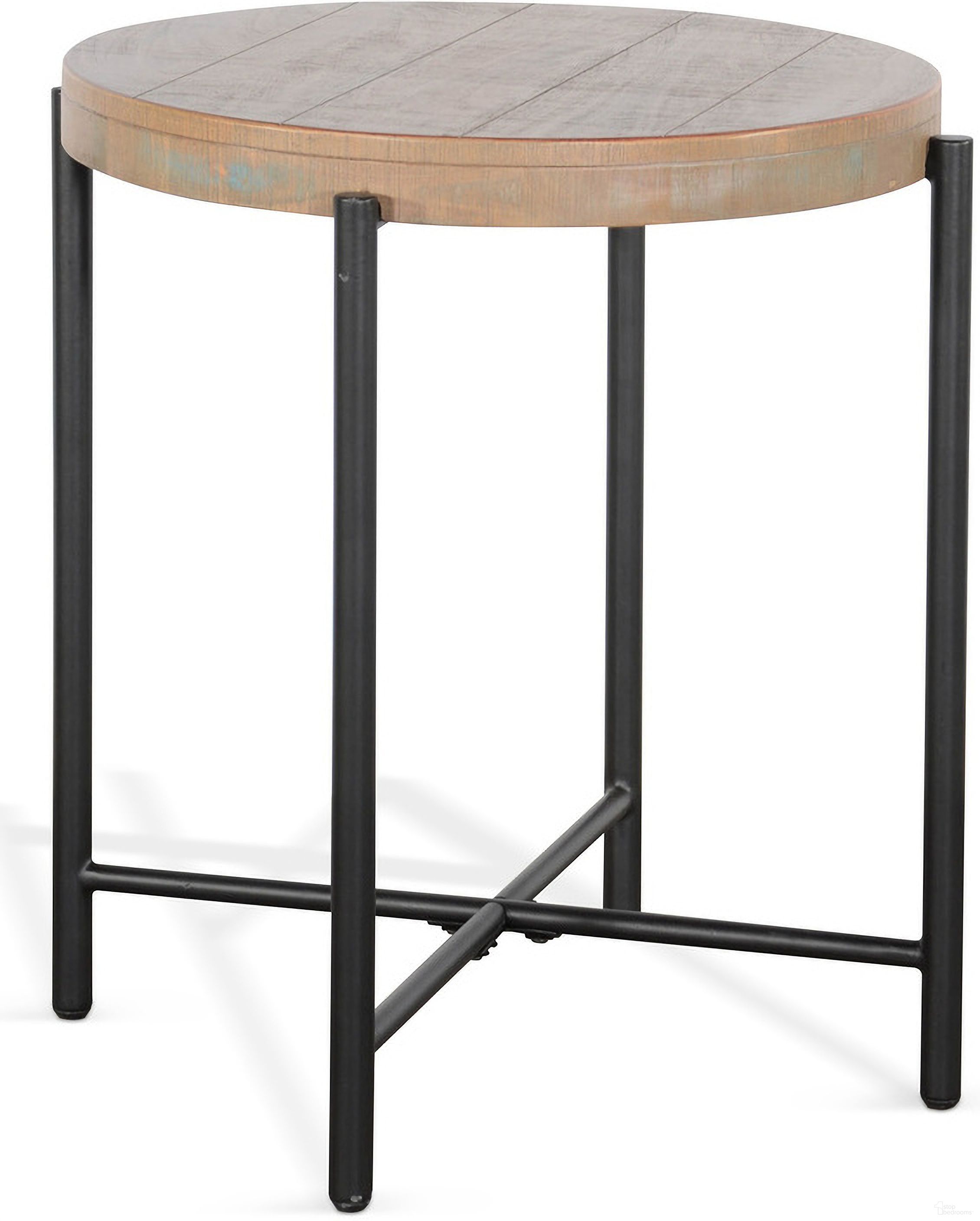 The appearance of Durango 22 Inch Round Chair Side Table In Light Brown designed by Sunny Designs in the coastal interior design. This weathered brown piece of furniture was selected by 1StopBedrooms from Durango Collection to add a touch of cosiness and style into your home. Sku: 3161WB-CS. Material: Solid Wood.