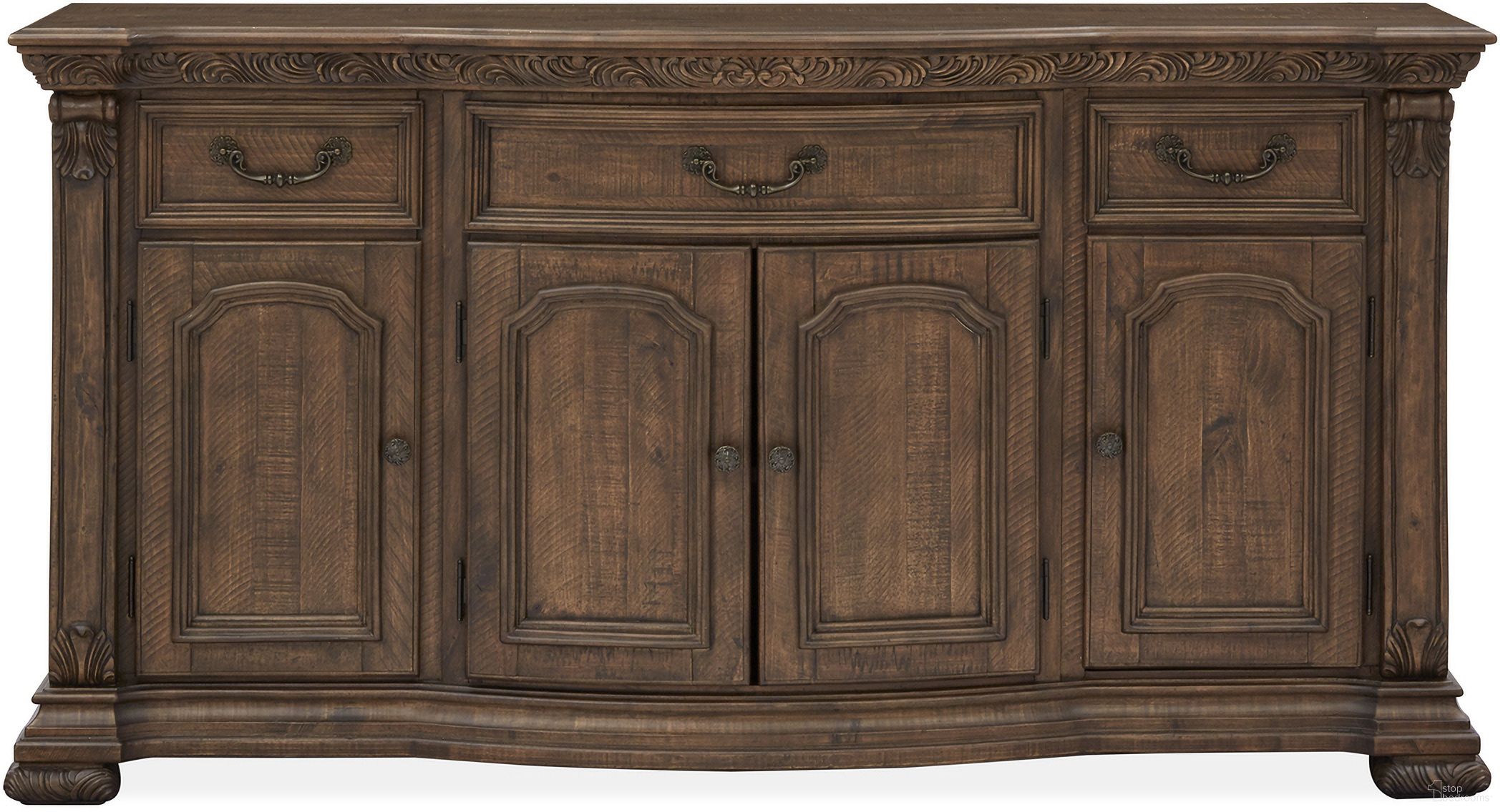 The appearance of Buffet In Willadeene Brown designed by Magnussen in the traditional interior design. This brown piece of furniture was selected by 1StopBedrooms from Durango Collection to add a touch of cosiness and style into your home. Sku: D5133-14. Material: Pine.