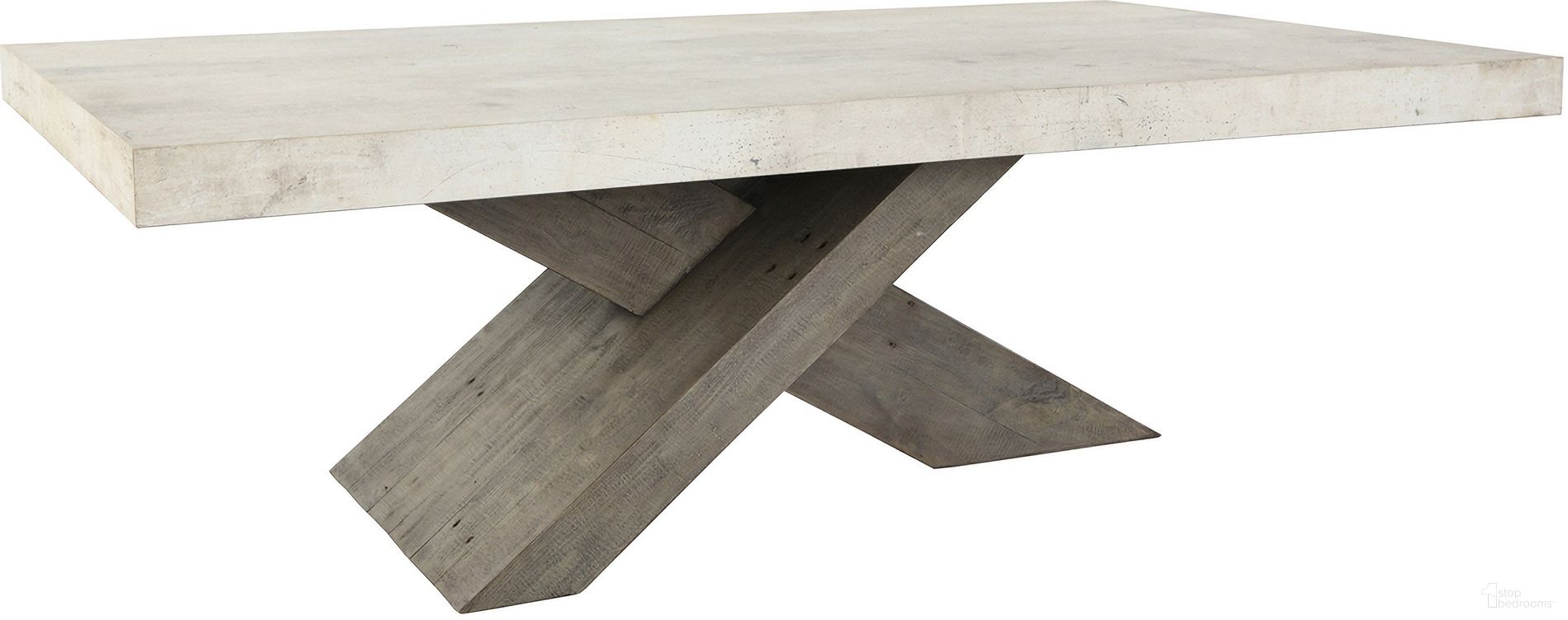 The appearance of Durant Coffee Table In Distressed Gray and Antique White designed by Classic Home in the transitional interior design. This distressed gray and antique white piece of furniture  was selected by 1StopBedrooms from Durant Collection to add a touch of cosiness and style into your home. Sku: 51030948. Material: Reclaimed Pine.