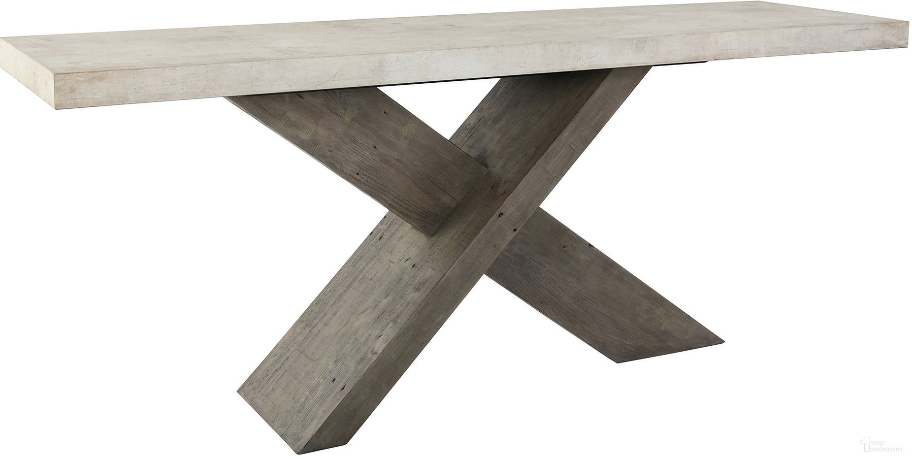 The appearance of Durant Console Table In Distressed Gray and Antique White designed by Classic Home in the transitional interior design. This distressed gray and antique white piece of furniture  was selected by 1StopBedrooms from Durant Collection to add a touch of cosiness and style into your home. Sku: 51030949. Material: Reclaimed Pine.
