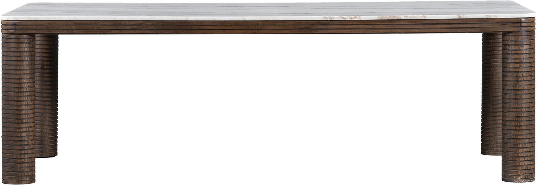 The appearance of Durham Marble 4-Leg Modern Design 95 Inch Dining Table In Brown designed by Alder And Tweed in the modern / contemporary interior design. This brown piece of furniture  was selected by 1StopBedrooms from Durham Collection to add a touch of cosiness and style into your home. Sku: AT60099-MCR/GWM. Table Base Style: Legs. Table Top Shape: Rectangular. Size: 43" x 95". Material: Oak Wood.