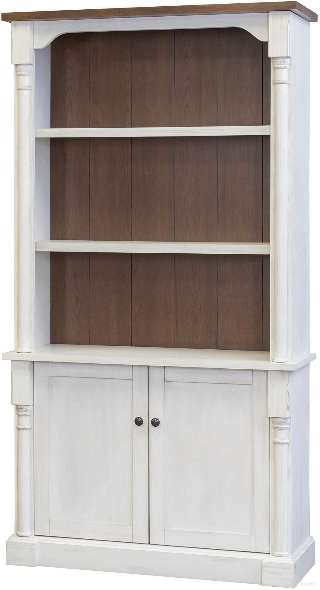 Durham Rustic Wood Bookcase with Doors In White