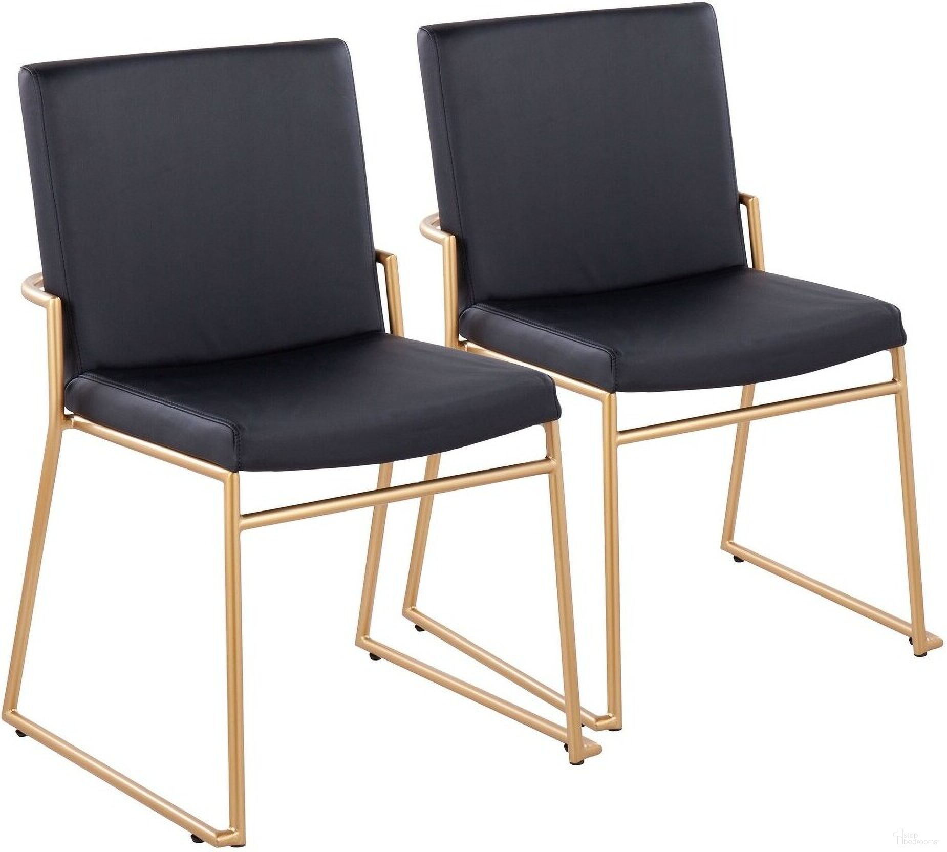 Dutchess Dining Chair Set of 2 In Black and Gold