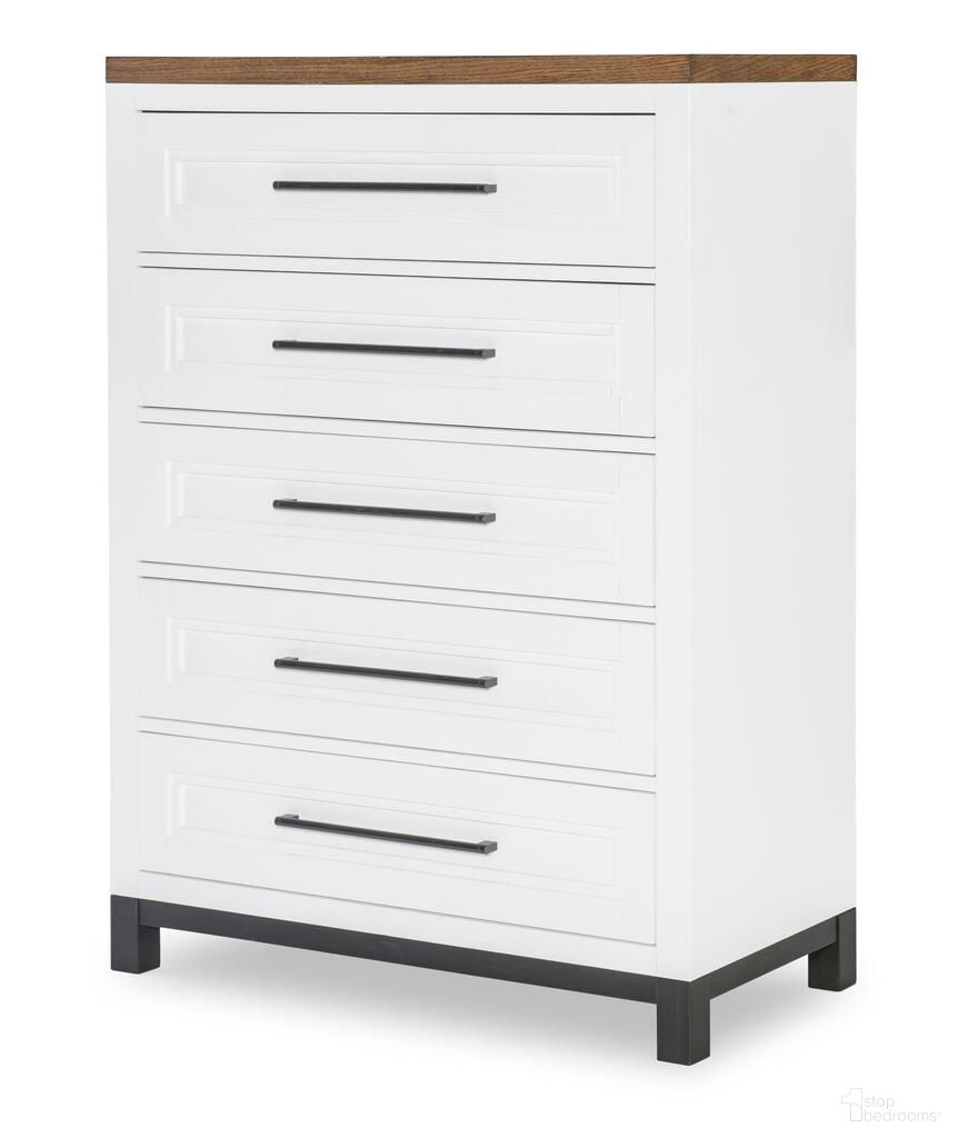 The appearance of Dutton 5 Drawer Chest In Natural White designed by Legacy Classic in the country / farmhouse interior design. This natural white piece of furniture was selected by 1StopBedrooms from Dutton Collection to add a touch of cosiness and style into your home. Sku: 1568-2200. Material: Hardwood.
