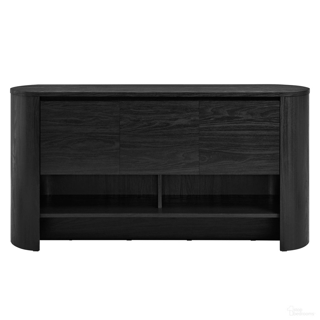 The appearance of Duval 62 Inch Oval Sideboard In Black designed by Modway in the modern / contemporary interior design. This black piece of furniture was selected by 1StopBedrooms from Duval Collection to add a touch of cosiness and style into your home. Sku: EEI-7478-BLK-1;EEI-7478-BLK-2. Material: Engineered Wood.