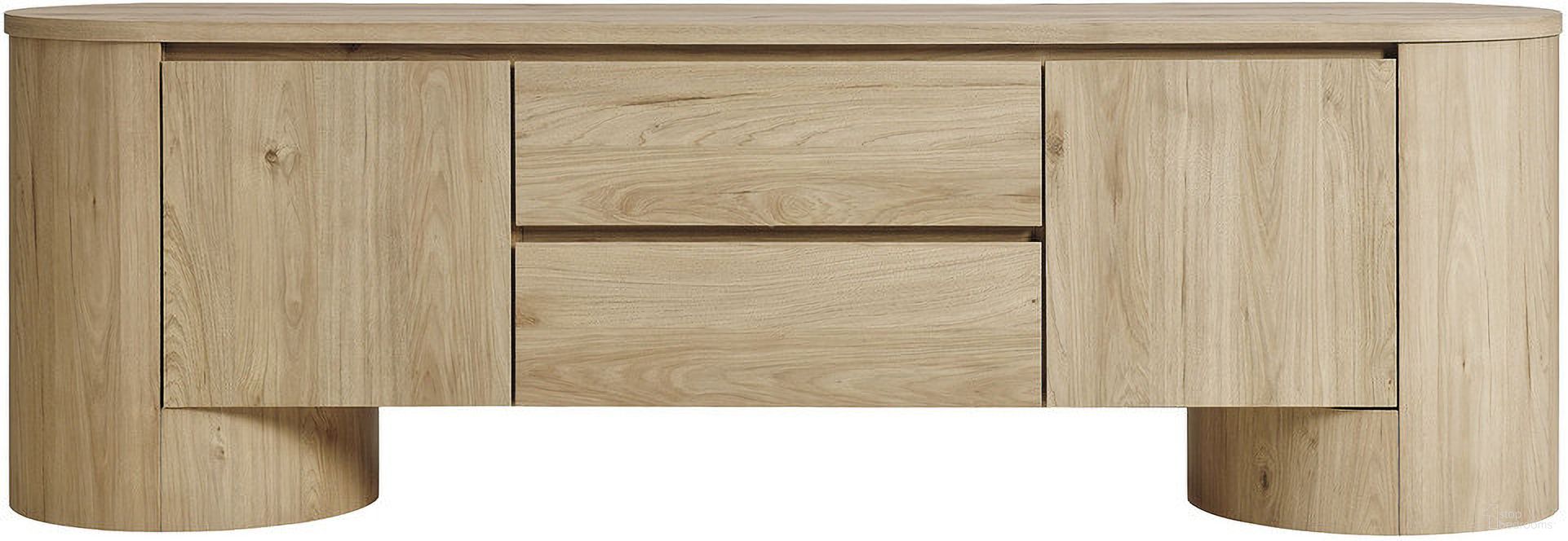 The appearance of Duval 71 Inch Oval TV Cabinet In Light Oak designed by Modway in the modern / contemporary interior design. This light oak piece of furniture  was selected by 1StopBedrooms from Duval Collection to add a touch of cosiness and style into your home. Sku: EEI-7440-LOA-1;EEI-7440-LOA-2. Material: Engineered Wood.