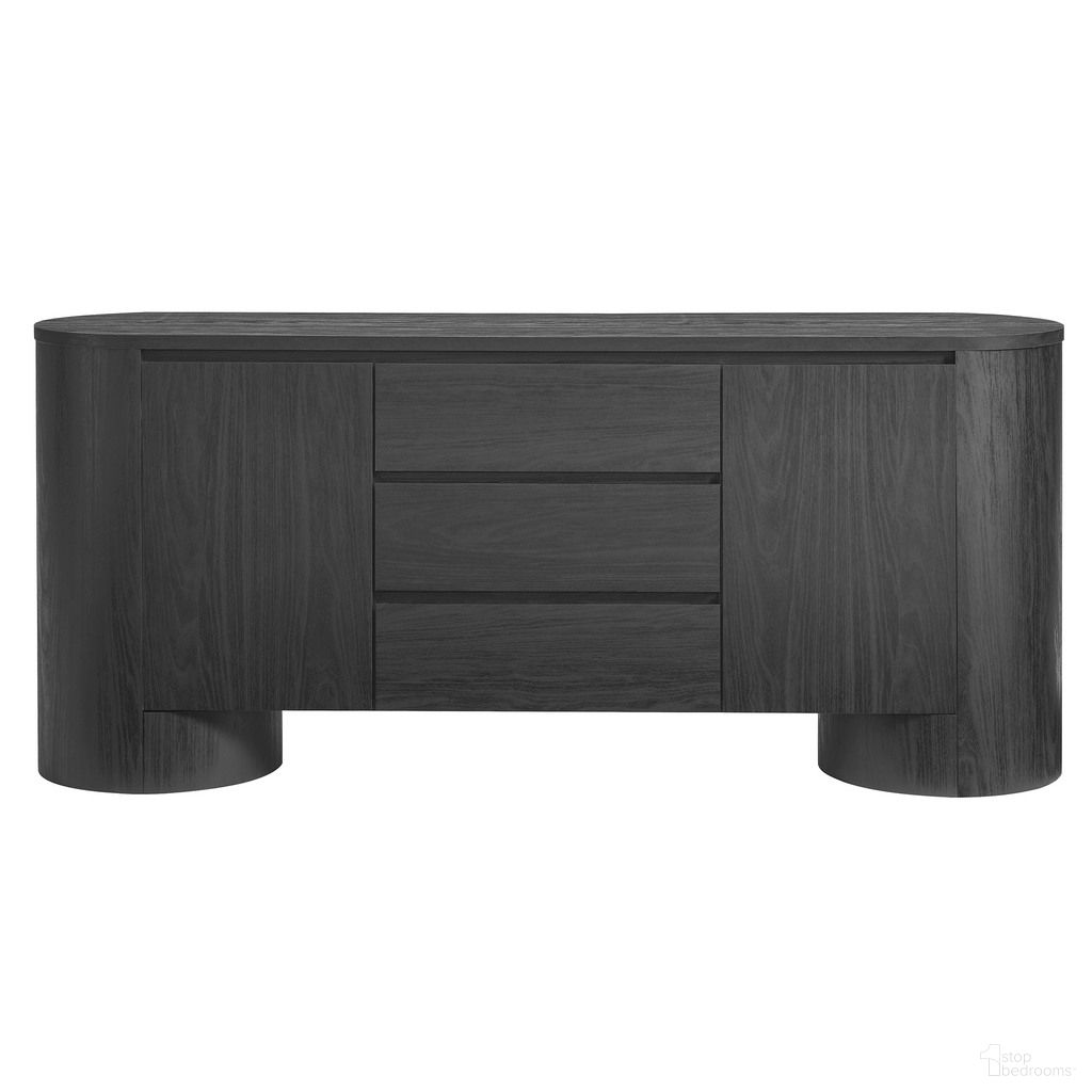 The appearance of Duval 71 Inch Rounded Sideboard Storage Cabinet In Black designed by Modway in the modern / contemporary interior design. This black piece of furniture  was selected by 1StopBedrooms from Duval Collection to add a touch of cosiness and style into your home. Sku: EEI-7050-BLK-1;EEI-7050-BLK-2;EEI-7050-BLK-3. Material: MDF.
