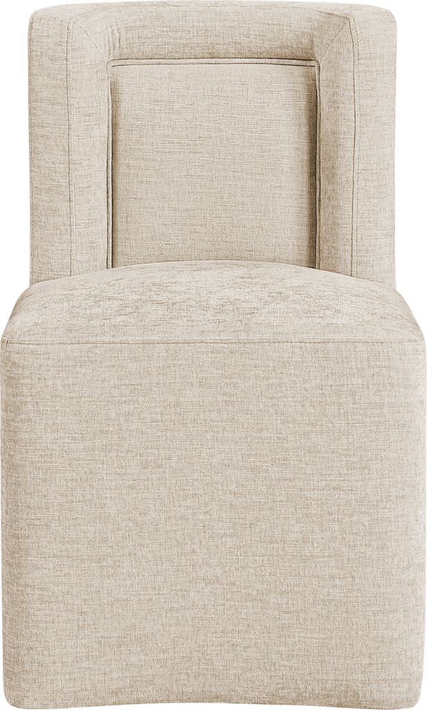 Duvina Chenille Performance Fabric Upholstered Dining Chair In Beige