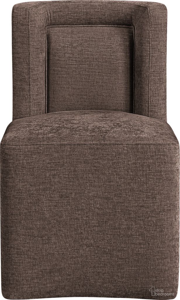 Duvina Chenille Performance Fabric Upholstered Dining Chair In Brown