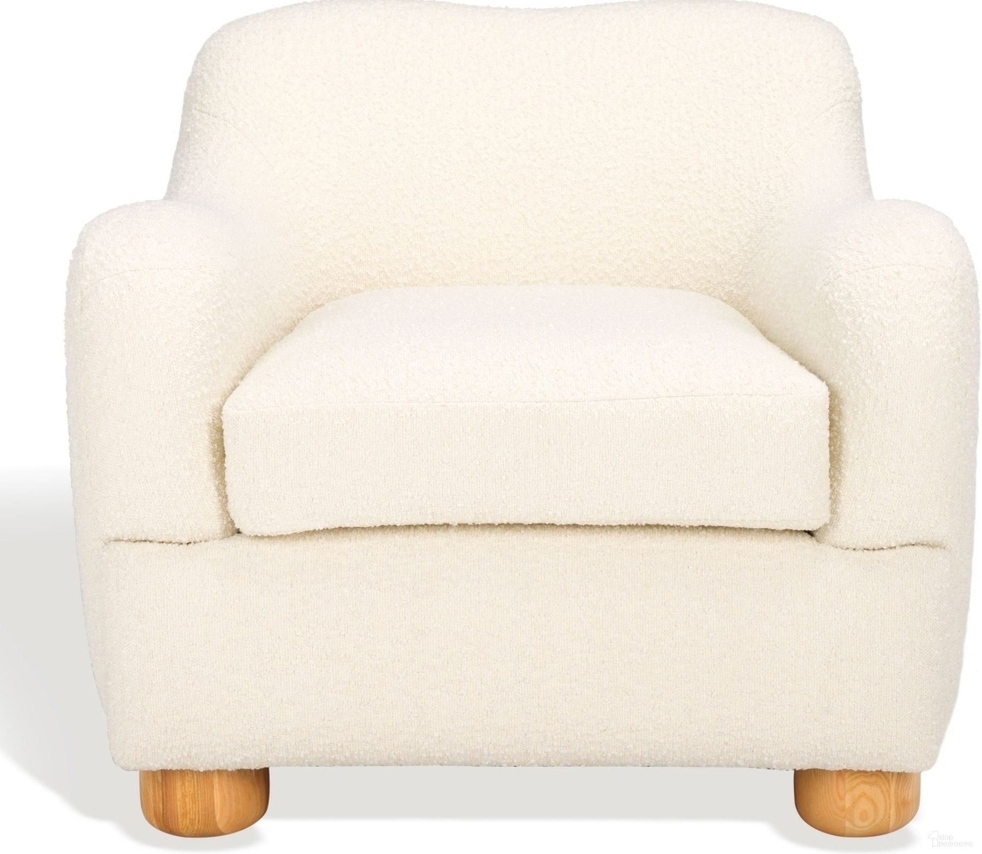 The appearance of Dyanna Boucle Accent Chair In Ivory and Natural designed by Safavieh Couture in the modern / contemporary interior design. This ivory and natural piece of furniture was selected by 1StopBedrooms from Dyanna Collection to add a touch of cosiness and style into your home. Sku: SFV4600A. Material: Boucle.