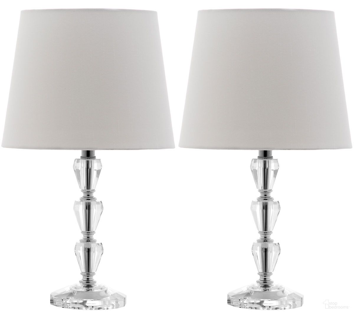 Dylan 16-Inch H Tiered Crystal Dark Grey Lamp in Clear Set of 2
