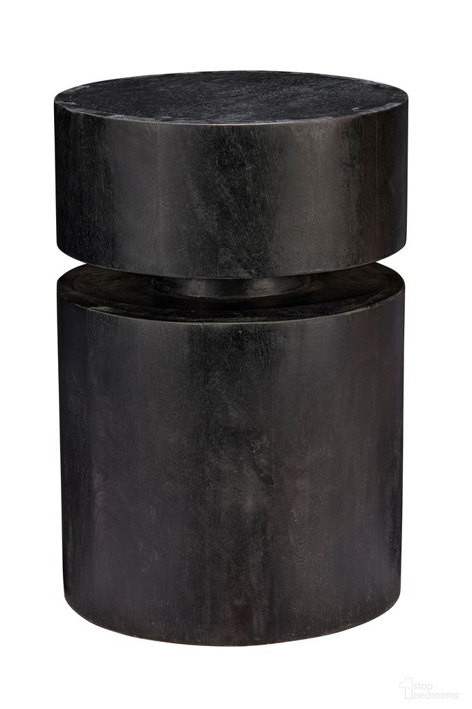 Dylan Wood Round Side Table In Charcoal