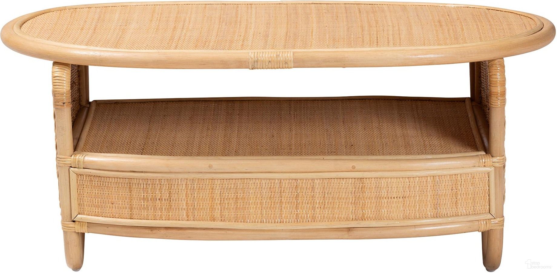 Dyna Natural Rattan Coffee Table with Open Shelf In Natural