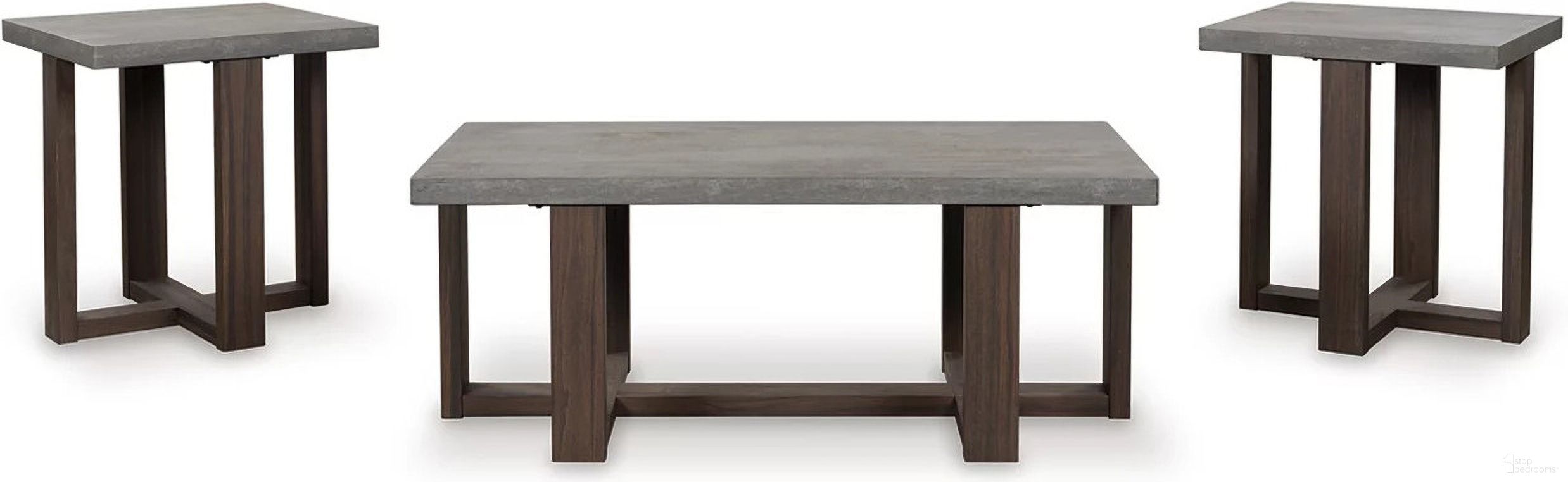 The appearance of Dynnford Table Set of 3 In Gray and Brown designed by Signature Design by Ashley in the modern / contemporary interior design. This gray/brown piece of furniture was selected by 1StopBedrooms from Dynnford Collection to add a touch of cosiness and style into your home. Sku: T216-13. Material: Melamine.