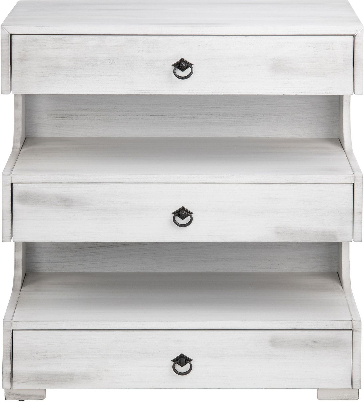The appearance of E-Shaped 3-Drawer Chest In White and Gray designed by Crestview Collection in the transitional interior design. This white/gray piece of furniture  was selected by 1StopBedrooms from  to add a touch of cosiness and style into your home. Sku: CVFVR8306. Material: Solid Wood.