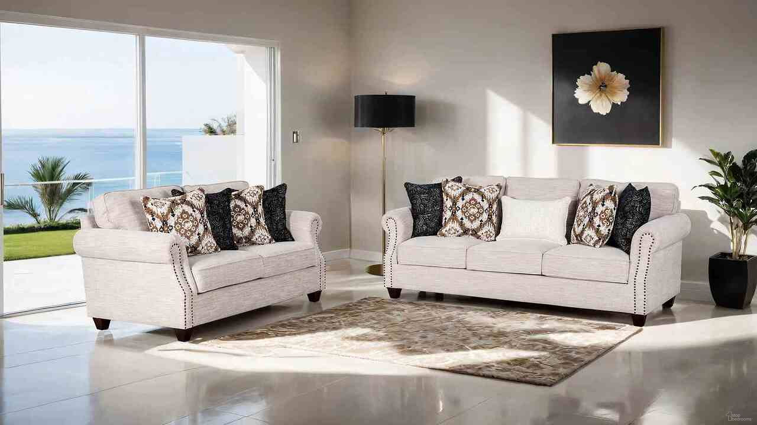 The appearance of Earley Living Room Set In Light Gray designed by Furniture of America in the transitional interior design. This light gray piece of furniture was selected by 1StopBedrooms from Earley Collection to add a touch of cosiness and style into your home. Sku: FM61009WH-SF;FM61009WH-LV. Material: Engineered Wood.