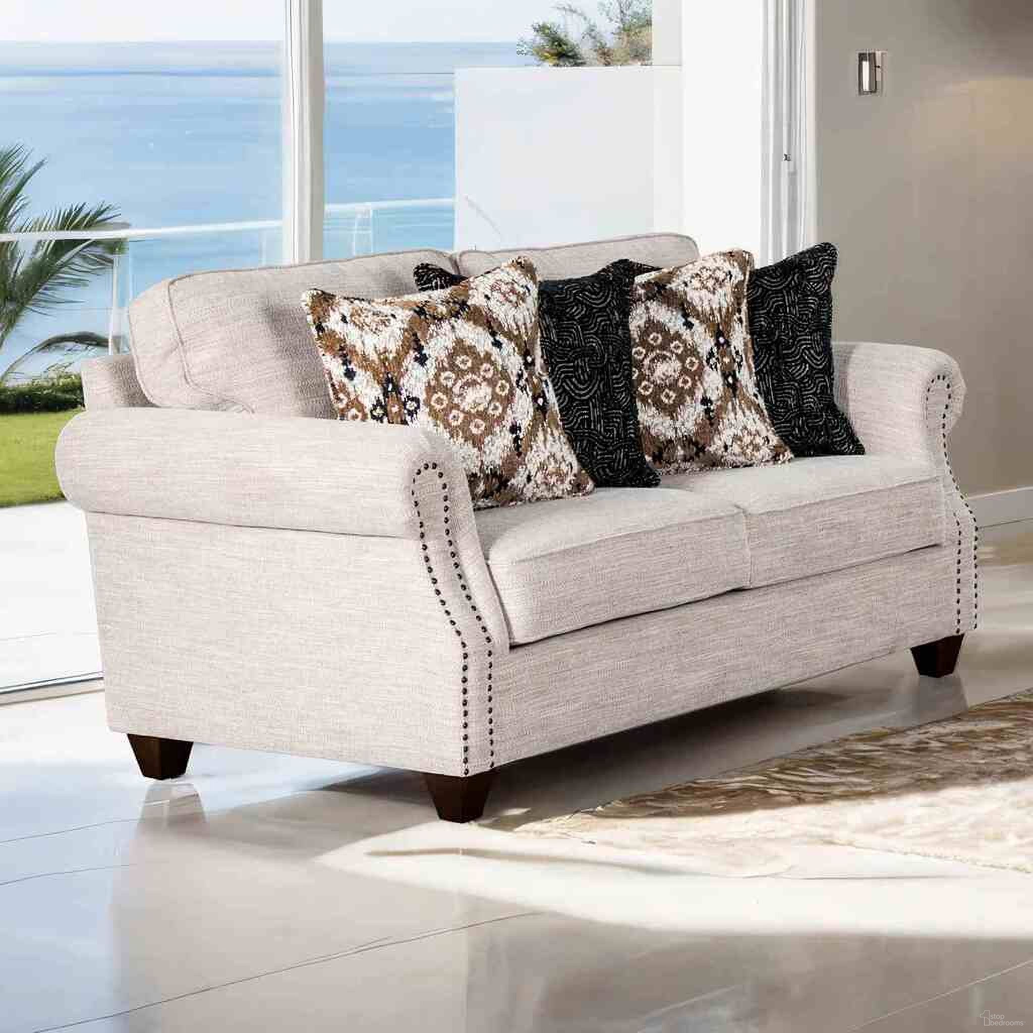 The appearance of Earley Loveseat In Light Gray designed by Furniture of America in the transitional interior design. This light gray piece of furniture was selected by 1StopBedrooms from Earley Collection to add a touch of cosiness and style into your home. Sku: FM61009WH-LV. Material: Fabric.
