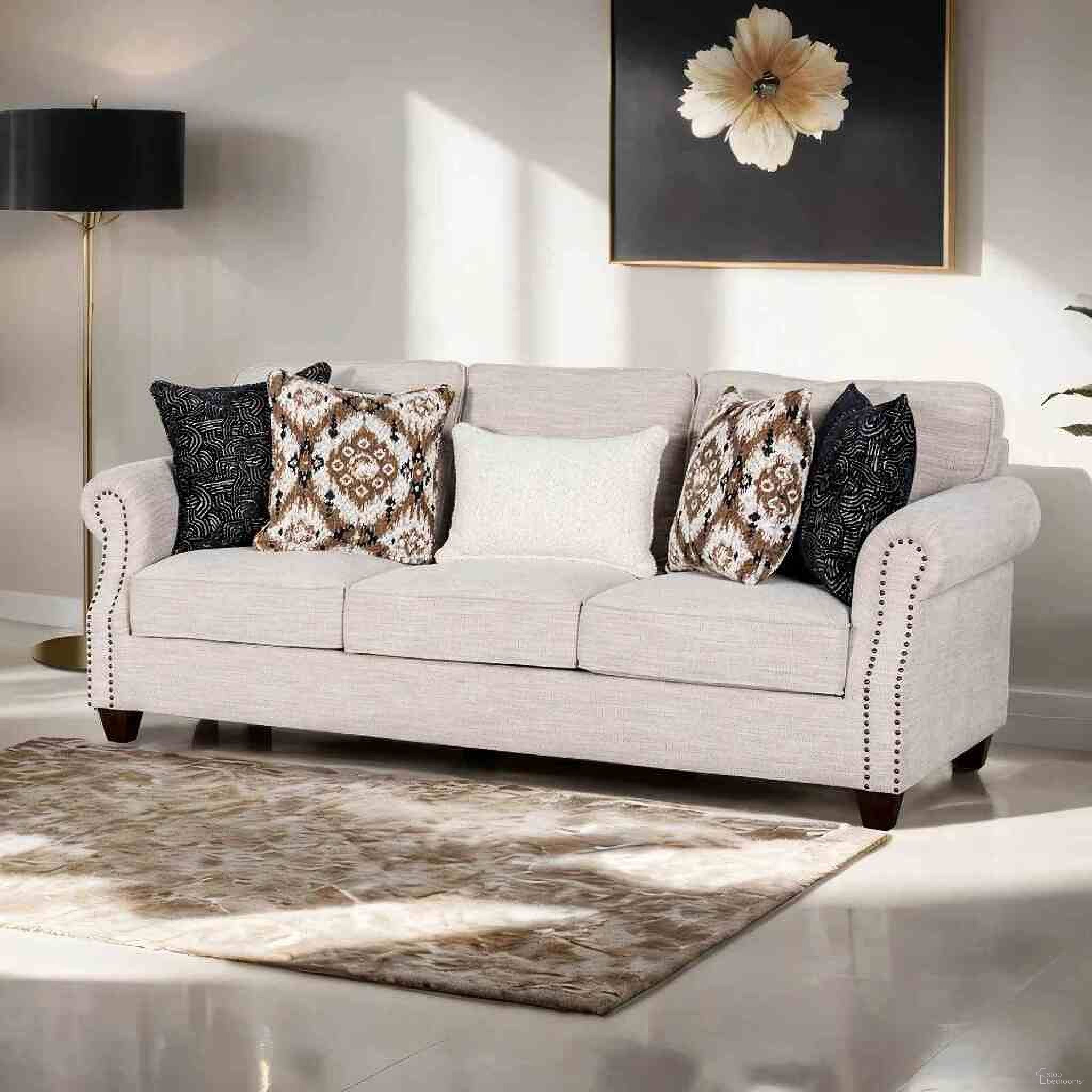 The appearance of Earley Sofa In Light Gray designed by Furniture of America in the transitional interior design. This light gray piece of furniture  was selected by 1StopBedrooms from Earley Collection to add a touch of cosiness and style into your home. Sku: FM61009WH-SF. Material: Fabric.