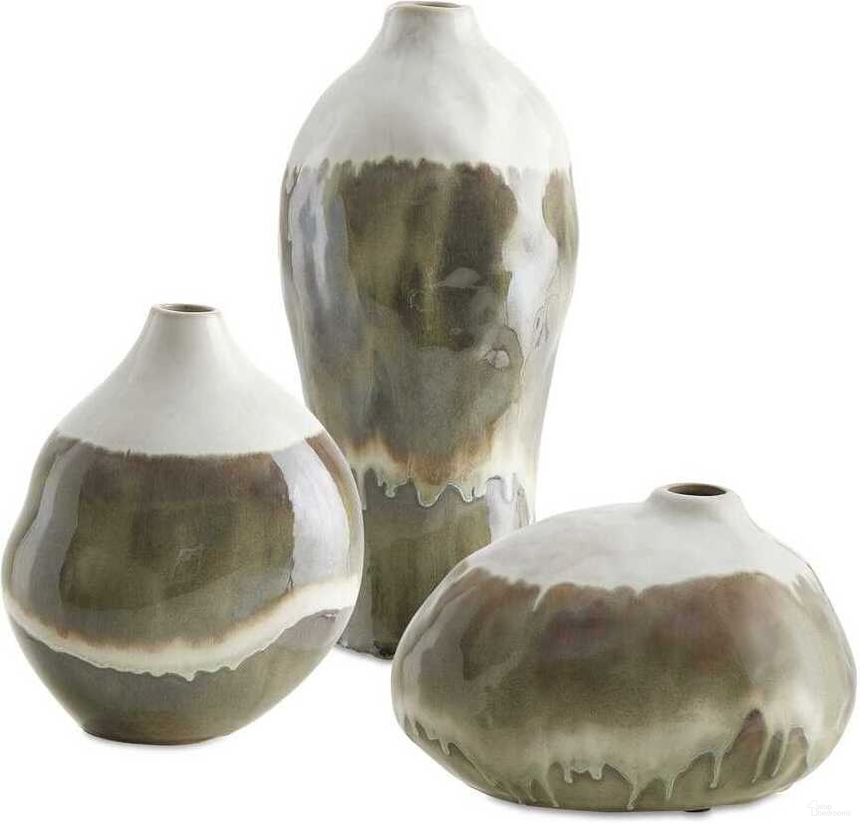 The appearance of Earthflow Glazed Outdoor Vases Set of 3 In Green and White designed by Uttermost in the coastal interior design. This green and white piece of furniture  was selected by 1StopBedrooms from Earthflow Collection to add a touch of cosiness and style into your home. Sku: 18283.