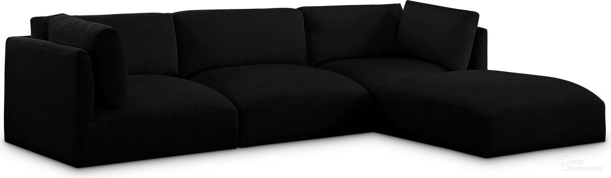 Ease Polyester Fabric 4 Piece Modular Sectional In Black
